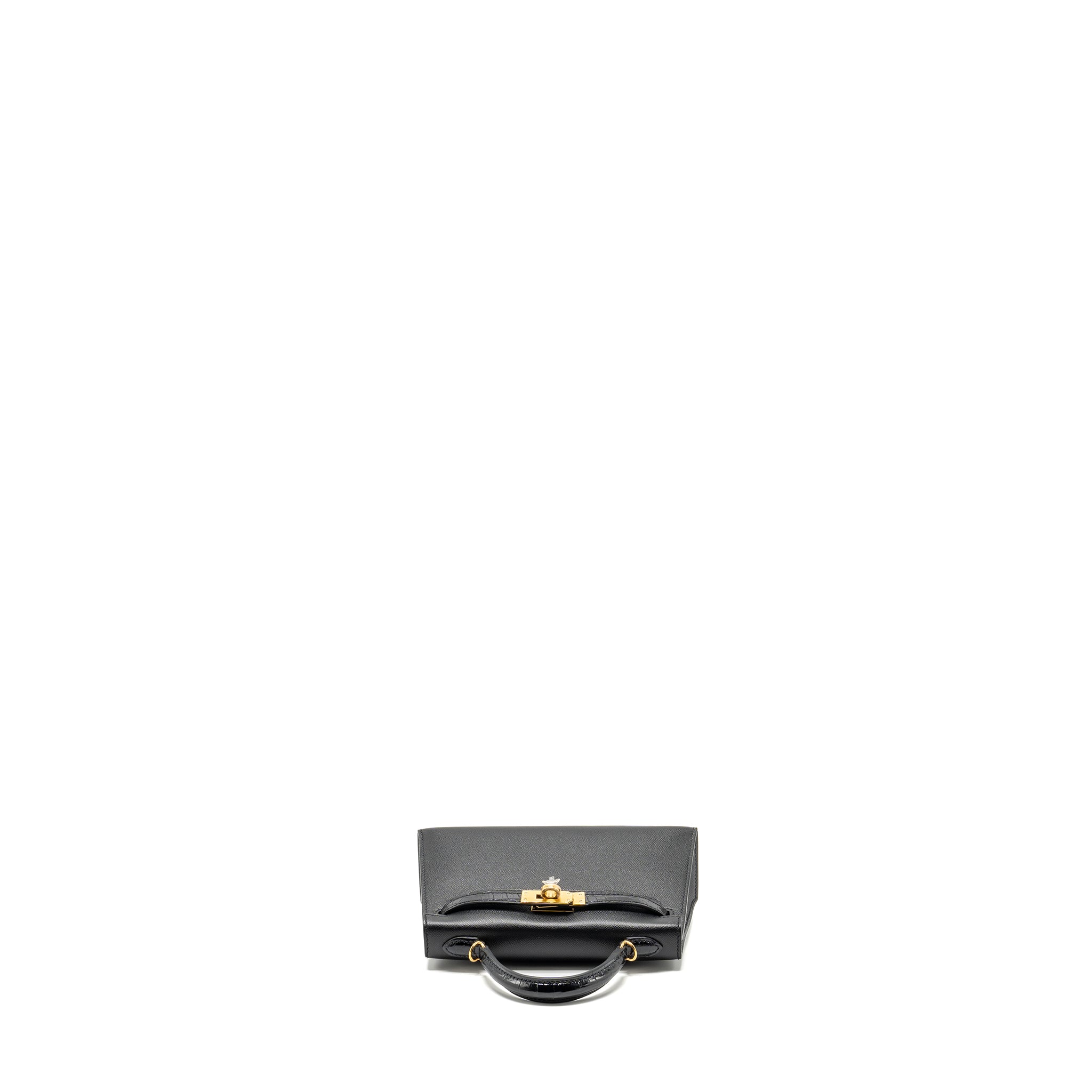 HERMES TOUCH MINI KELLY II MADAME / ALLIGATOR MISSISSIPPIENSIS BLACK GHW