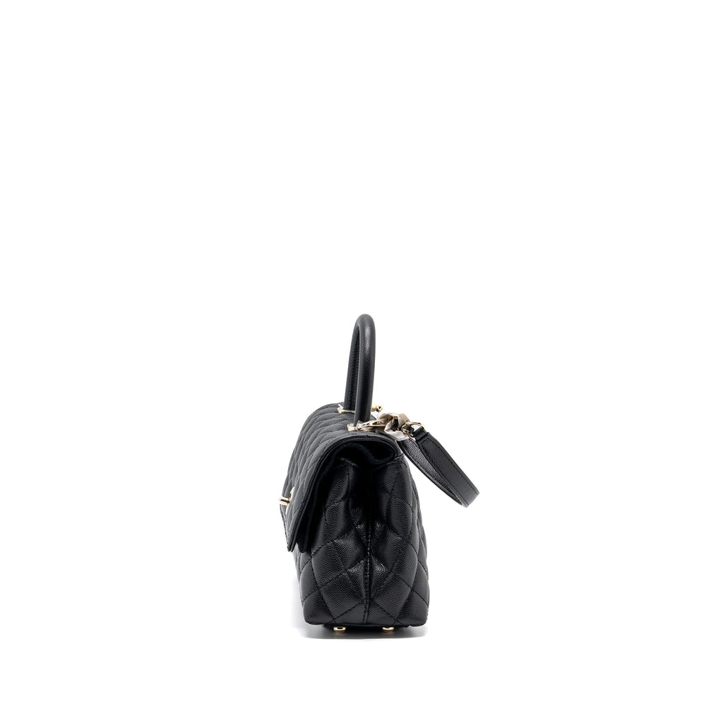 CHANEL SMALL COCO HANDLE CAVIAR BLACK LGHW (MICROCHIP)