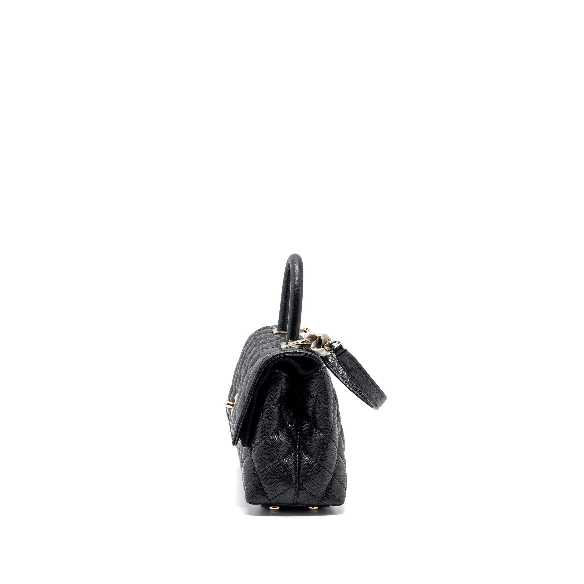CHANEL SMALL COCO HANDLE CAVIAR BLACK LGHW (MICROCHIP)