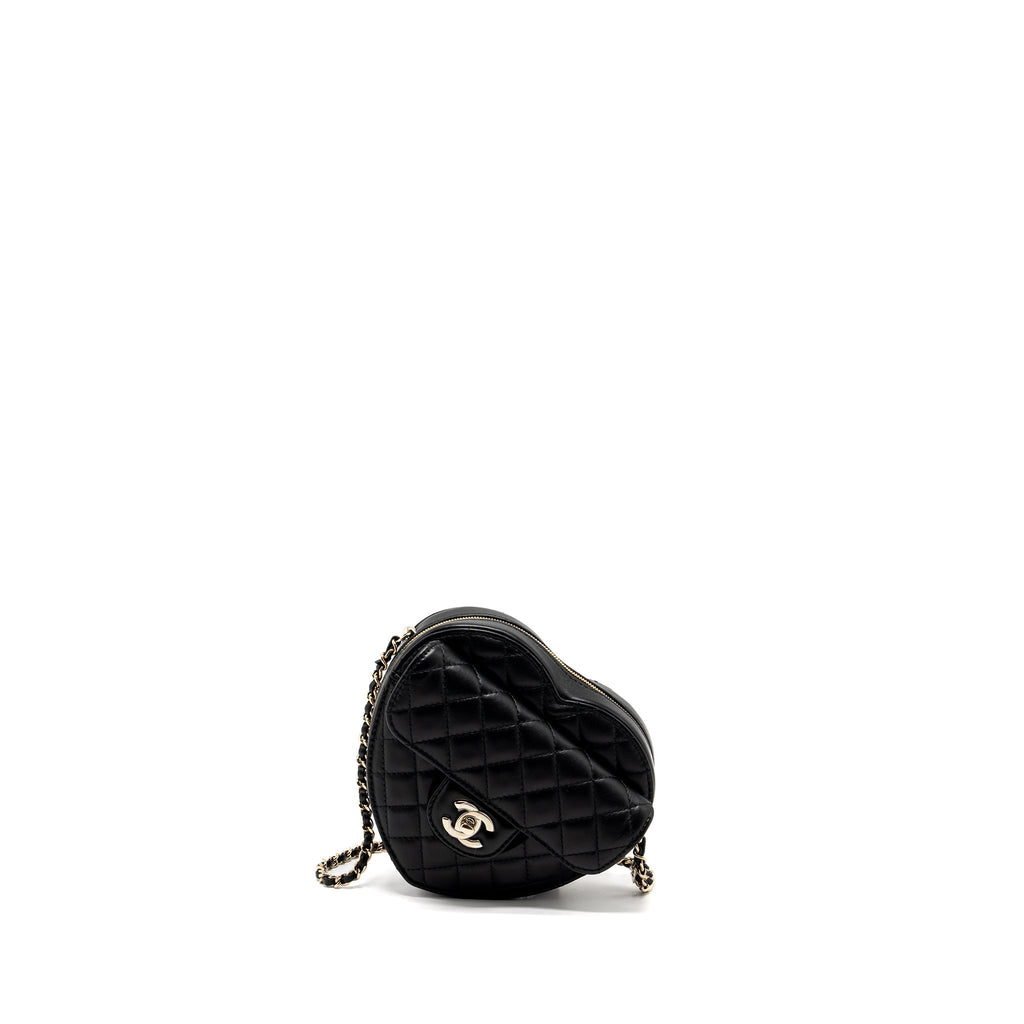 CHANEL 22S HEART BAG LAMBSKIN BLACK LGHW (MICROCHIP)