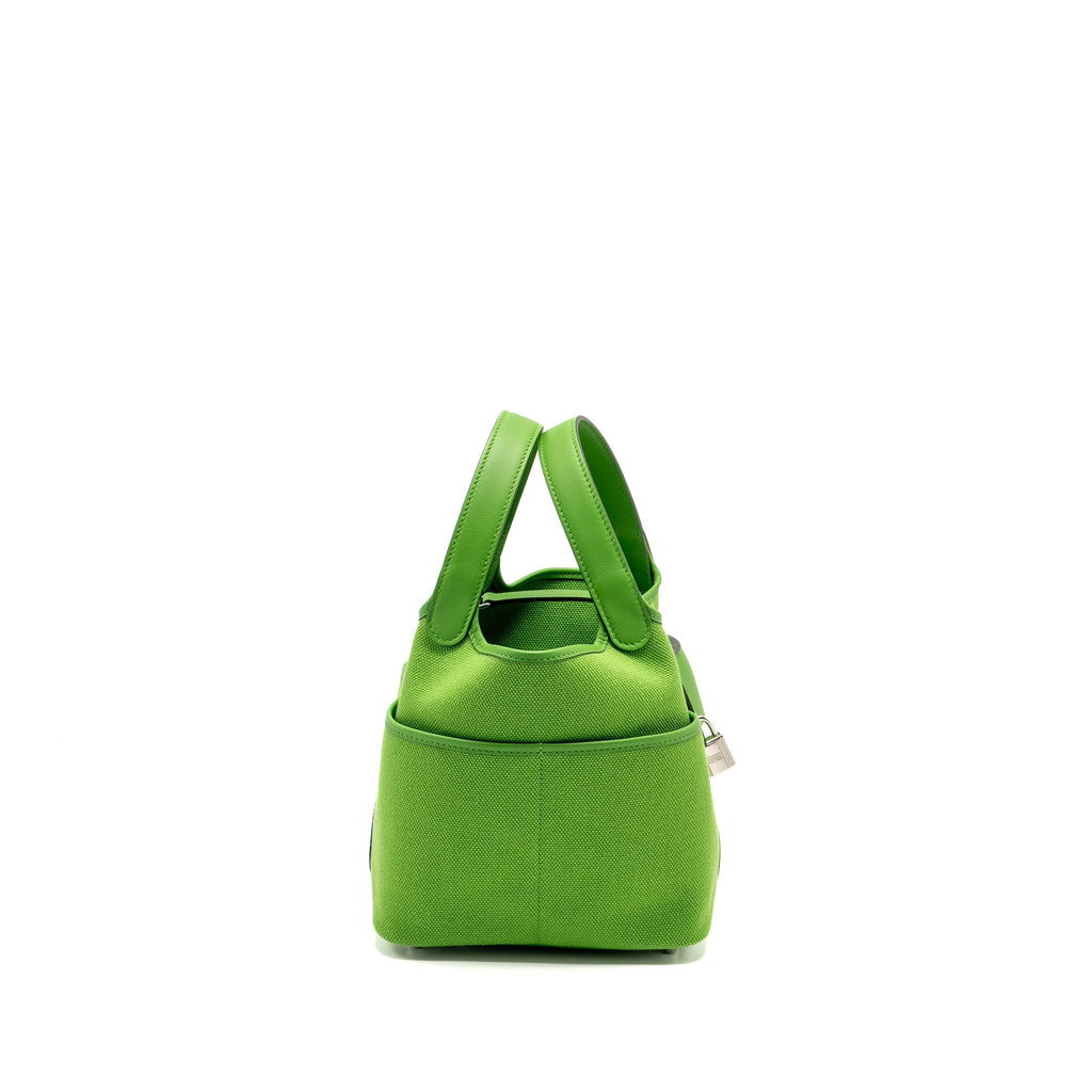HERMES CARGO PICOTIN 18 LOCK BAG CANVAS/SWIFT VERT YUCCA SHW