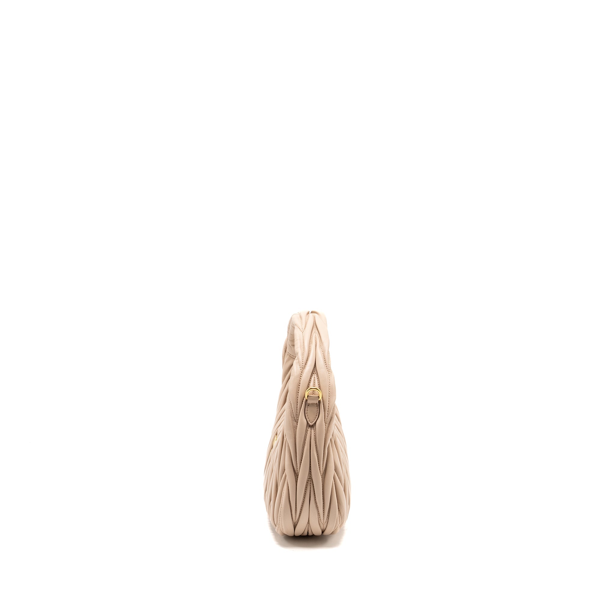 MIUMIU WANDER MATELASSE HOBO BAG NAPPA LAMBSKIN BEIGE GHW