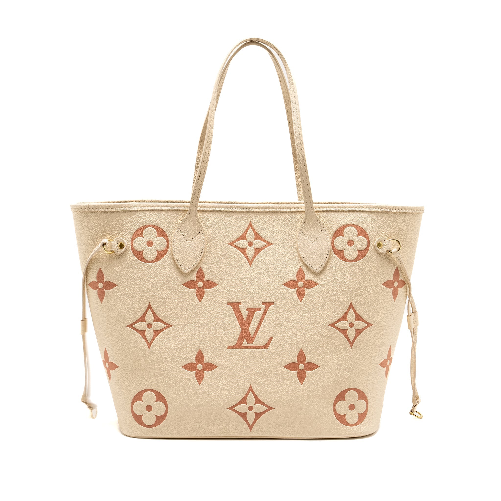 LOUIS VUITTON NEVERFULL MM MONOGRAM EMPREINTE CRÈME/ROSE TRIANON GHW