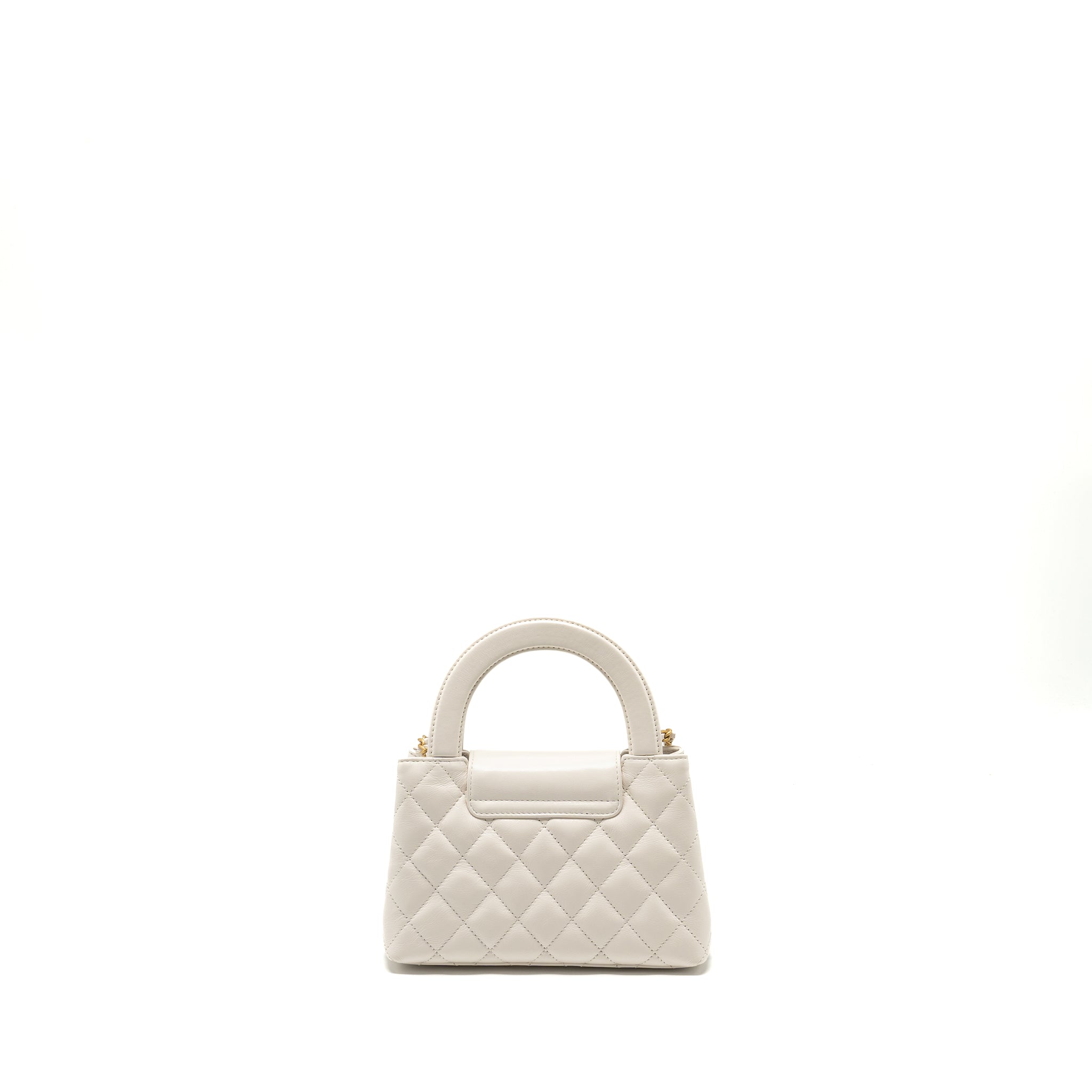 CHANEL MINI KELLY SHOPPING TOTE CALFSKIN WHITE GHW (MICROCHIP)