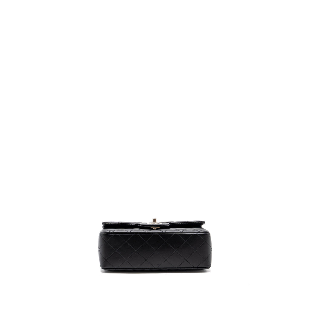 CHANEL CLASSIC MINI RECTANGULAR FLAP BAG LAMBSKIN BLACK SHW (MICROCHIP)