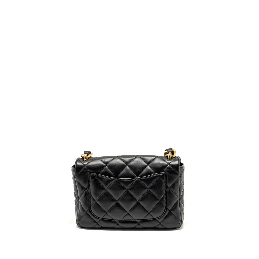 CHANEL GIANT CHAIN QUILTED LARGE FLAP BAG LAMBSKIN BLACK GHW (MICROCHIP)