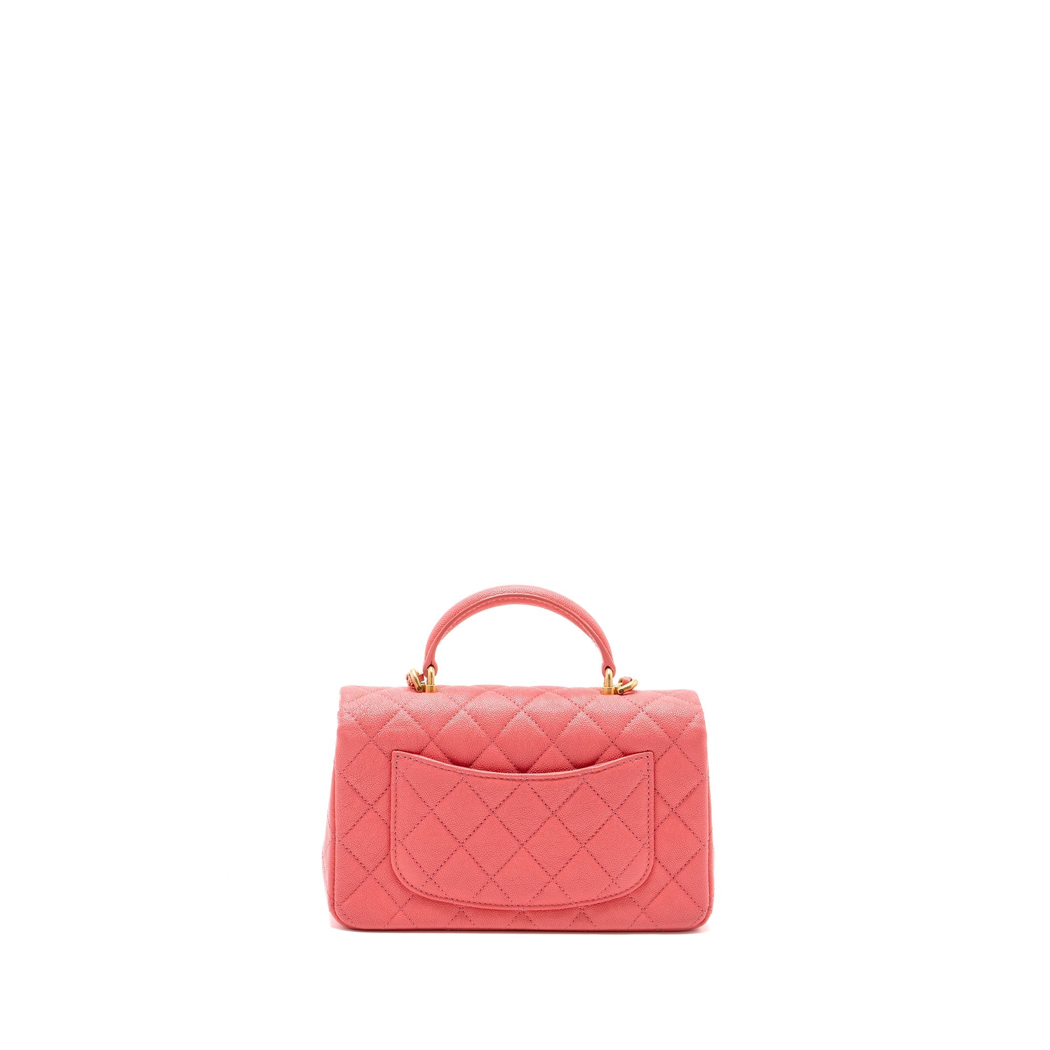 CHANEL TOP HANDLE MINI RECTANGULAR FLAP BAG CAVIAR PINK GHW