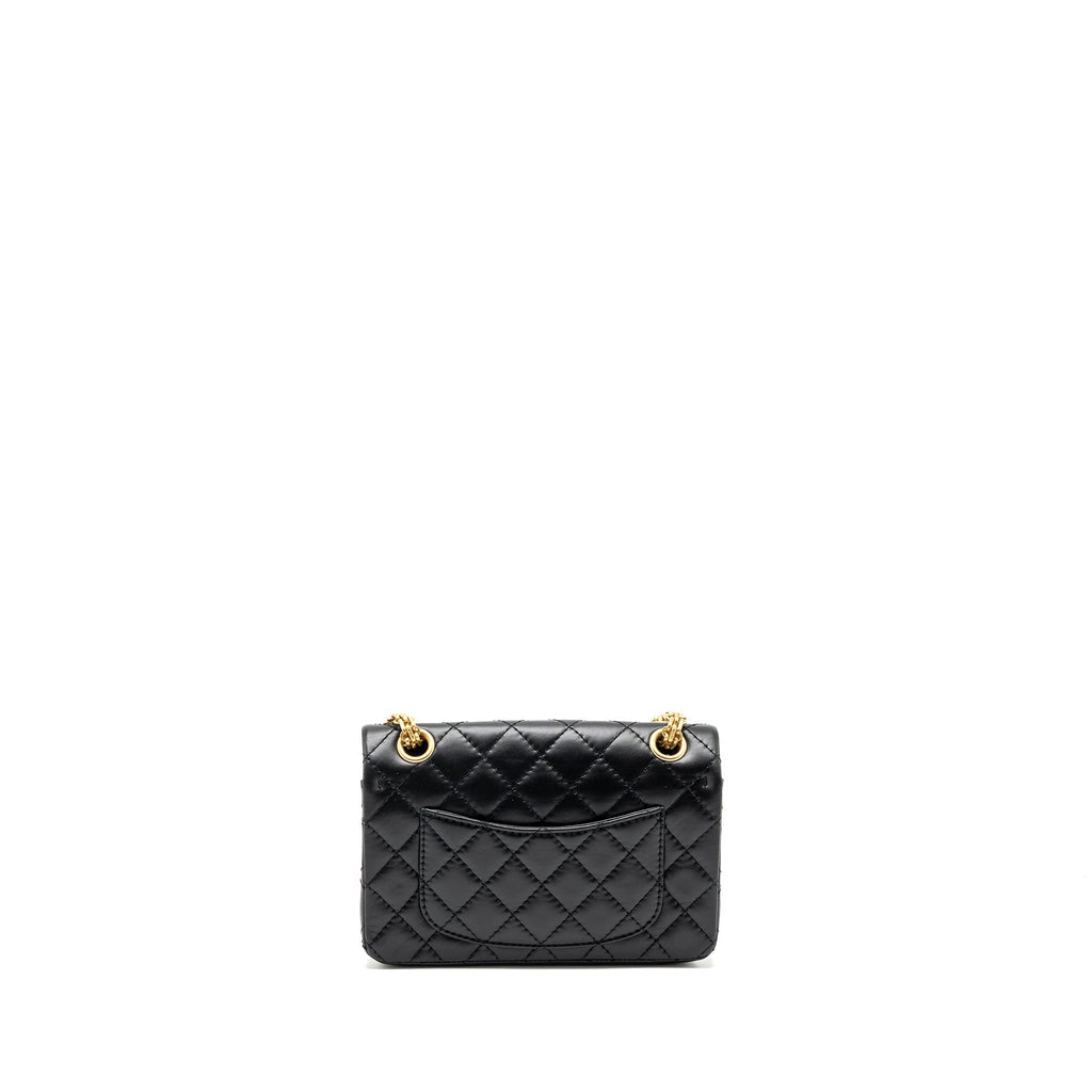 CHANEL MINI 2.55 REISSUE AGED CALFSKIN BLACK BRUSHED GHW(MICROCHIP)