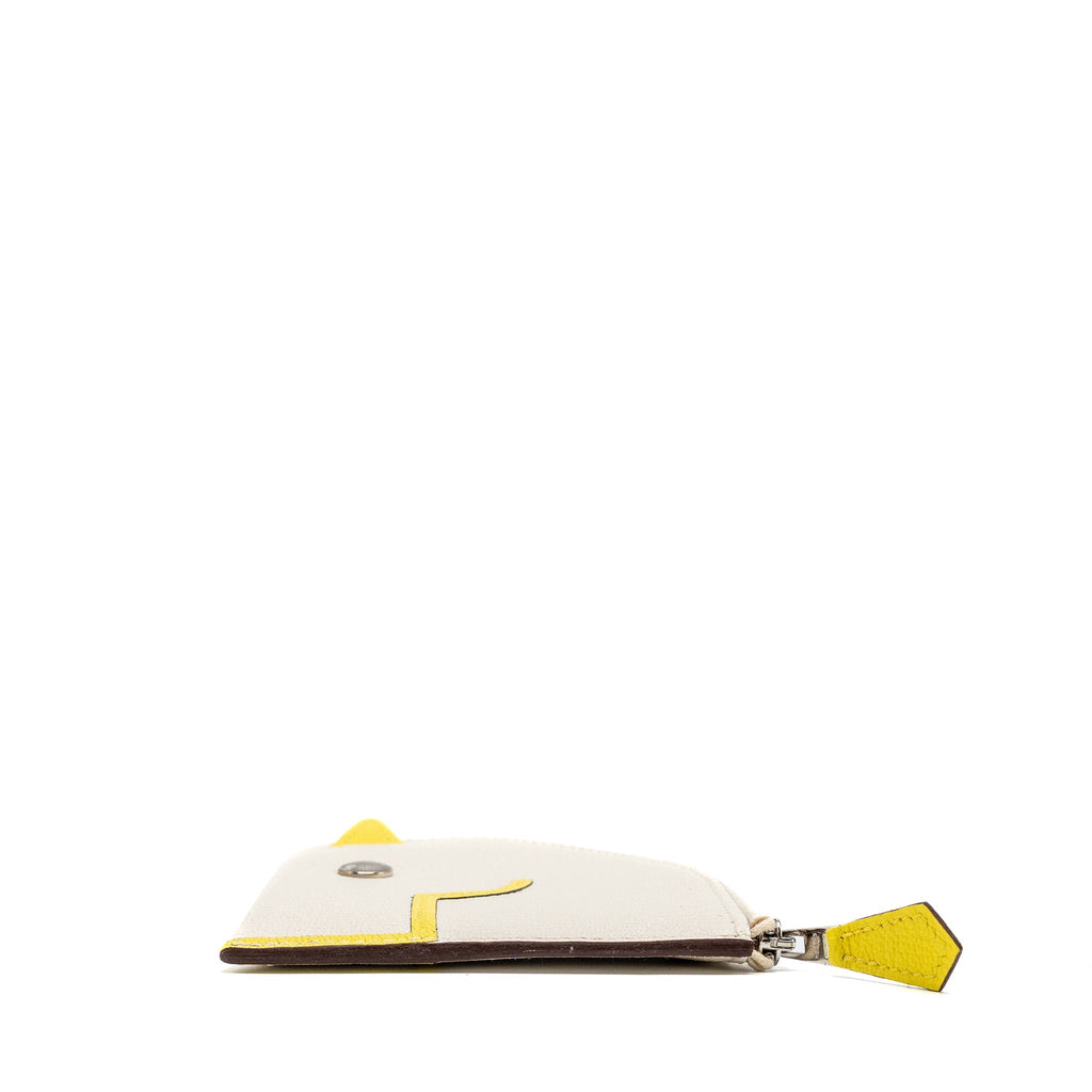 HERMES PADDOCK CHANGE PURSE CHEVRE MYSORE NATA/JAUNE CITRON SHW