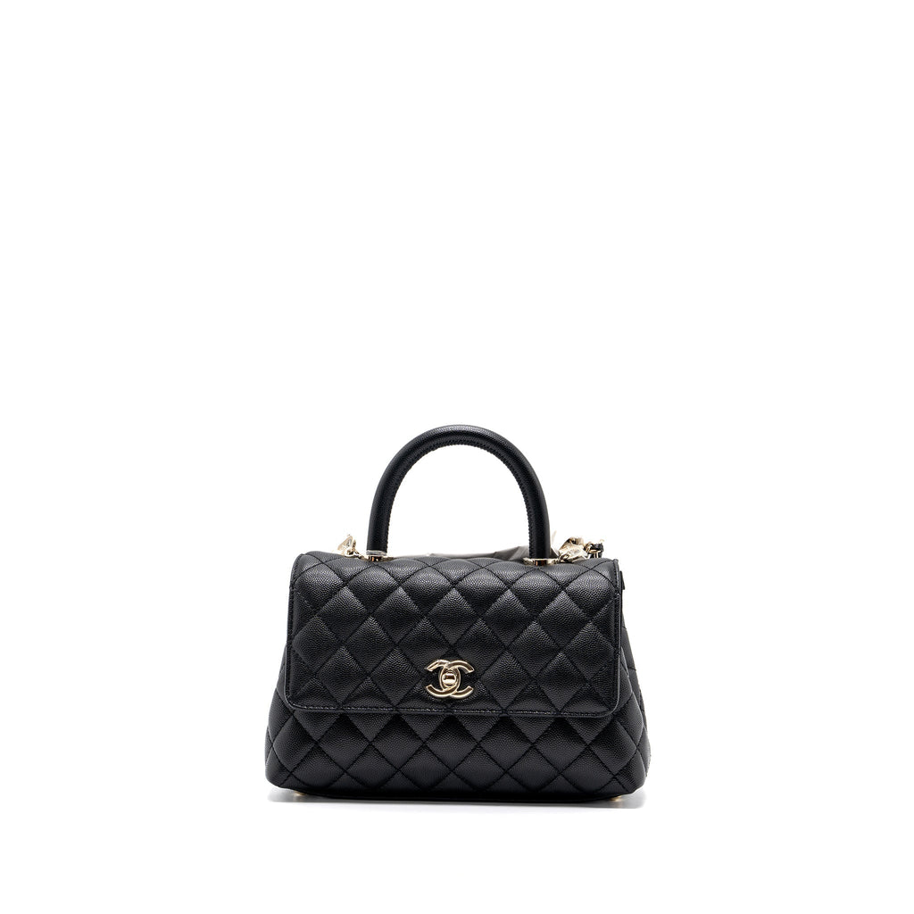CHANEL SMALL COCO HANDLE CAVIAR BLACK LGHW (MICROCHIP)