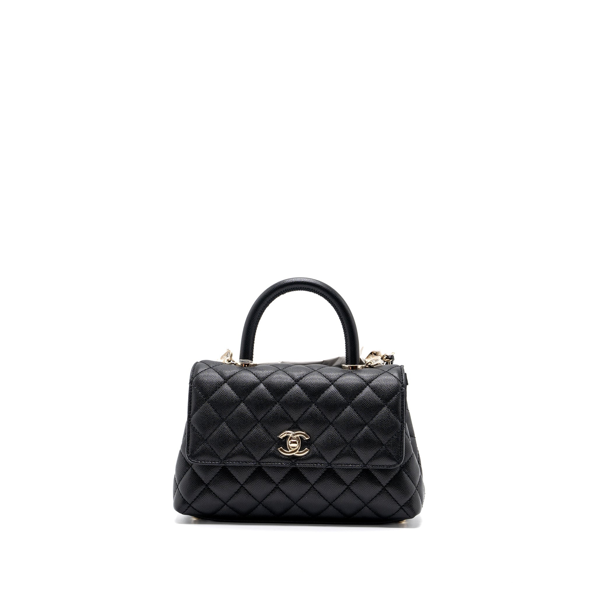 CHANEL SMALL COCO HANDLE CAVIAR BLACK LGHW (MICROCHIP)