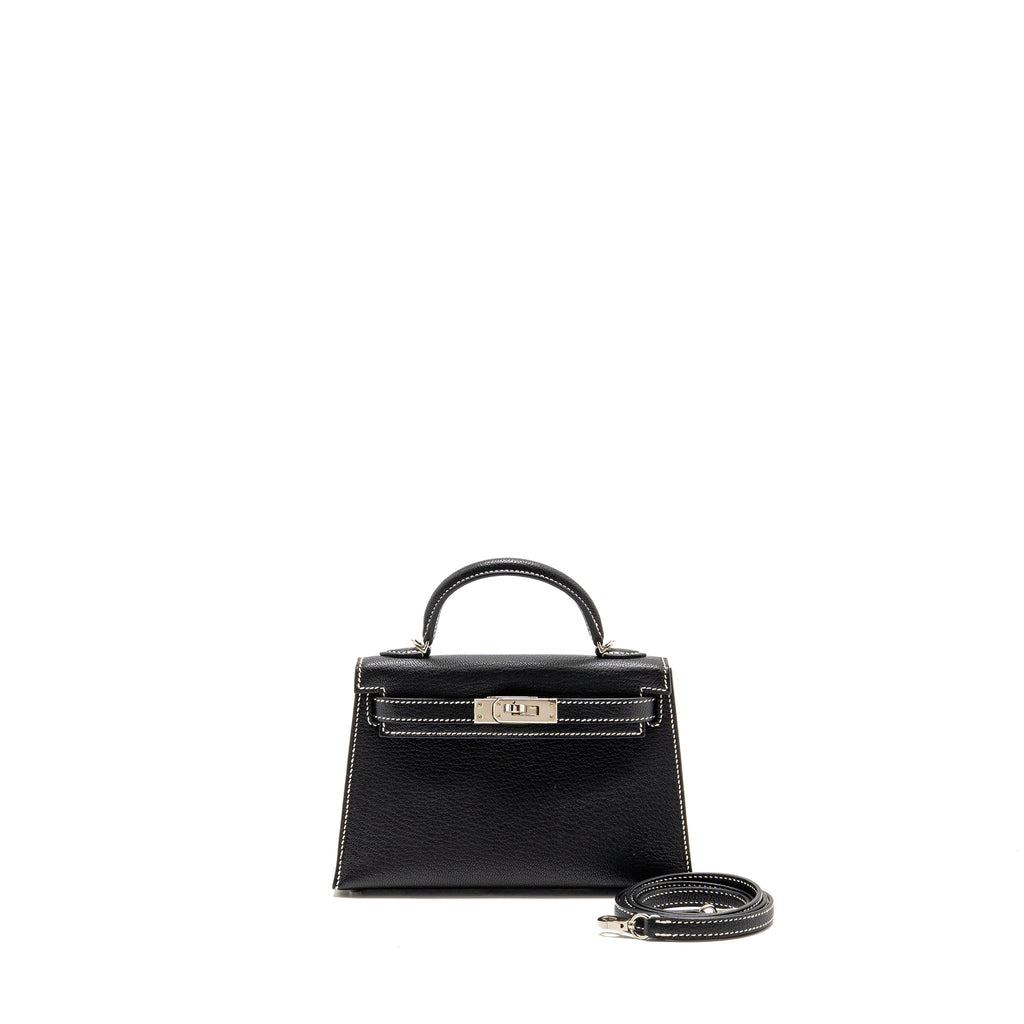 HERMES MINI KELLY II SPECIAL ORDER CHÈVRE MYSORE BLACK/LIME SHW