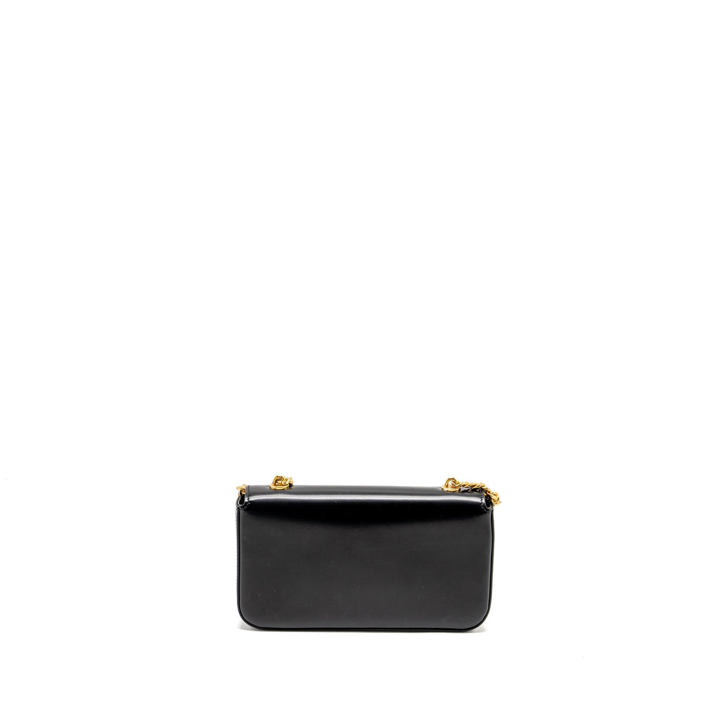CELINE TRIOMPHE CHAIN SHOULDER BAG SHINY CALFSKIN BLACK GHW