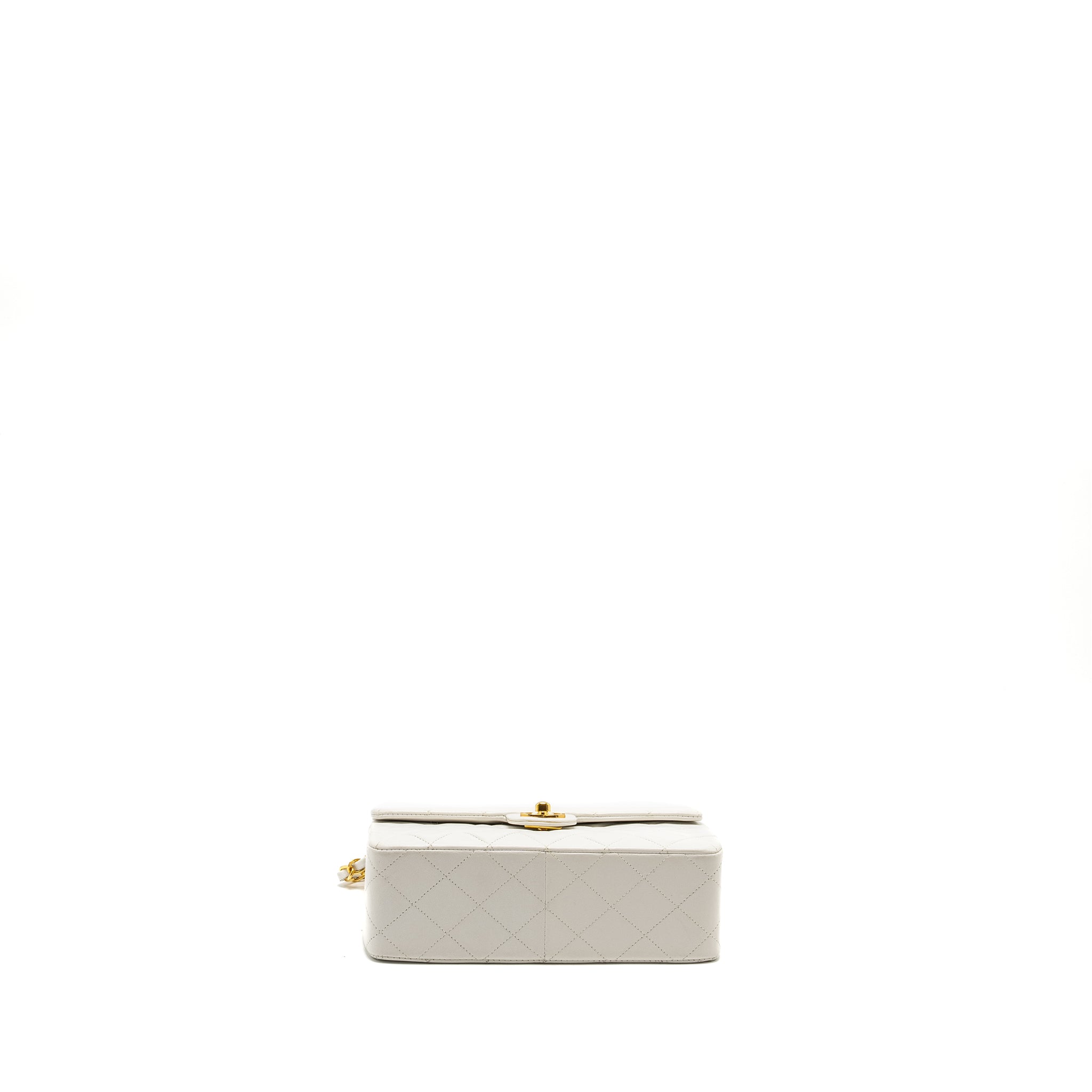 CHANEL VINTAGE QUILTED SQUARE FLAP BAG LAMBSKIN WHITE GHW