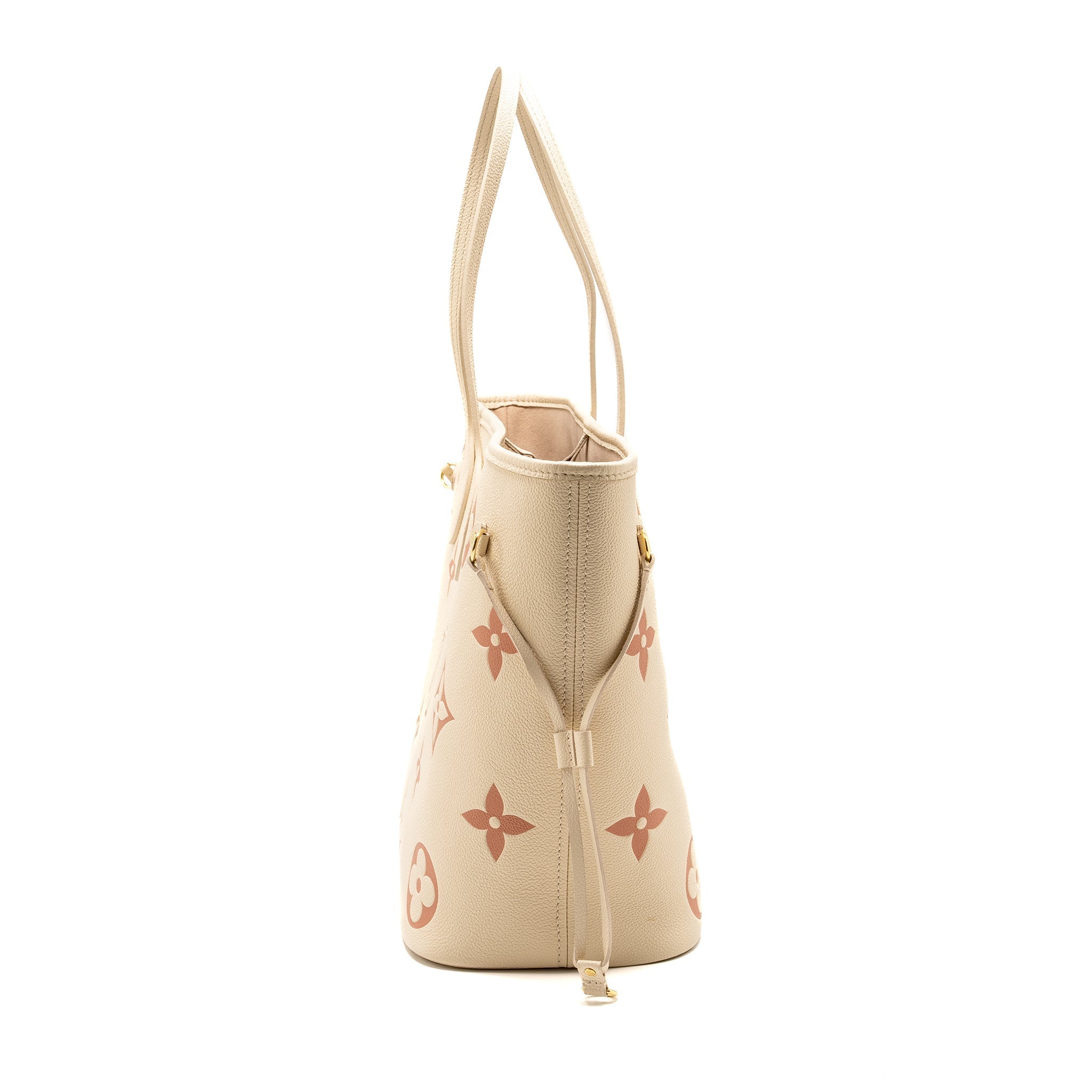LOUIS VUITTON NEVERFULL MM MONOGRAM EMPREINTE CRÈME/ROSE TRIANON GHW