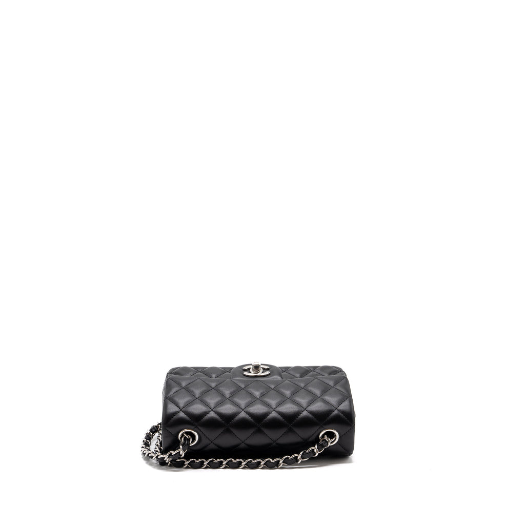 CHANEL CLASSIC MINI RECTANGULAR FLAP BAG LAMBSKIN BLACK SHW (MICROCHIP)