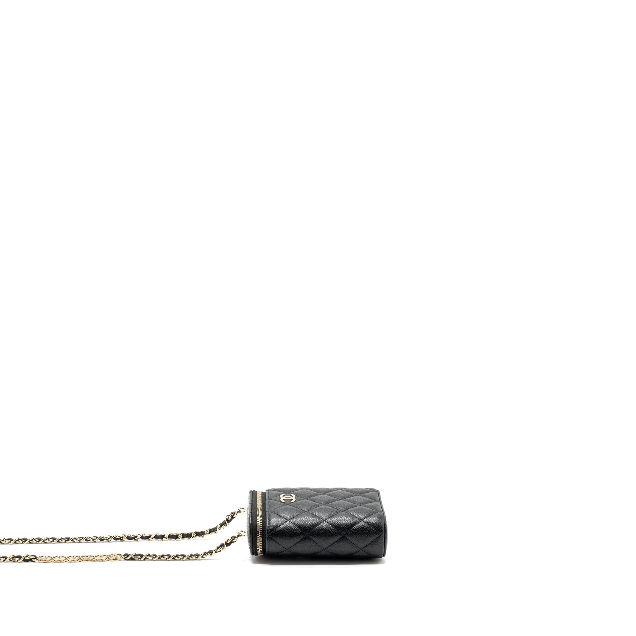 CHANEL VANITY CASE WITH DETAIL CC LOGO ON CHAIN CAVIAR BLACK LGHW