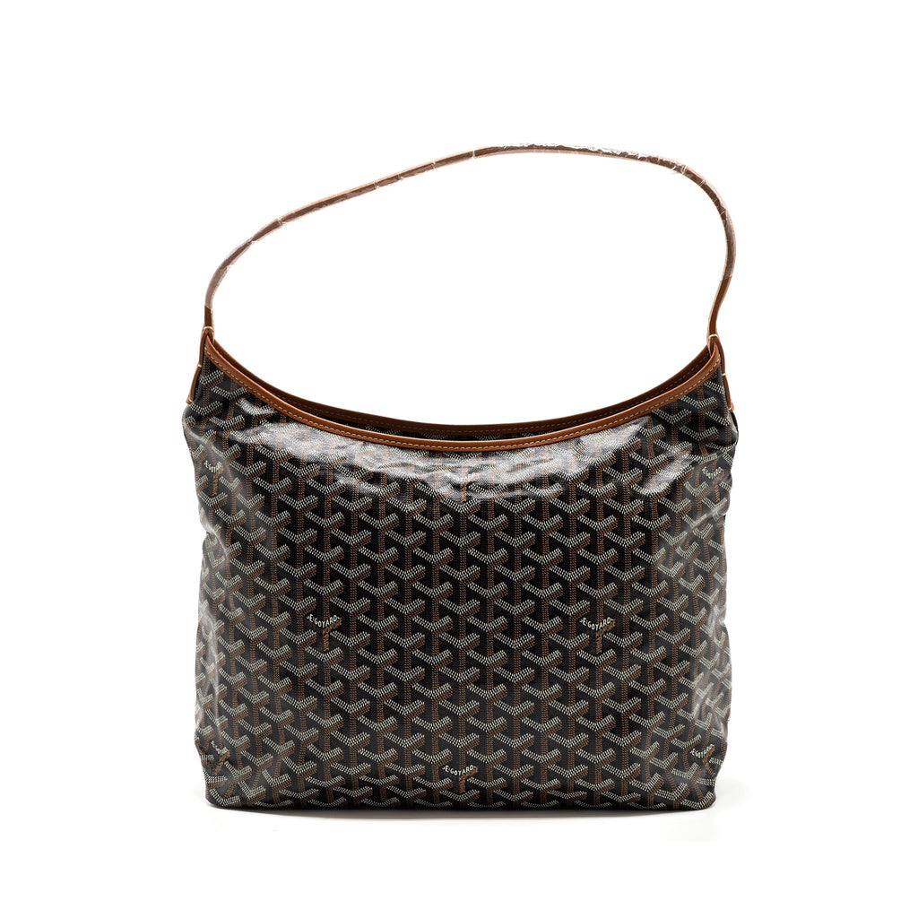 GOYARD BOHEME HOBO BAG CANVAS/ CALFSKIN BLACK/ TAN SHW WITH NECESSAIRE BAG ECRU