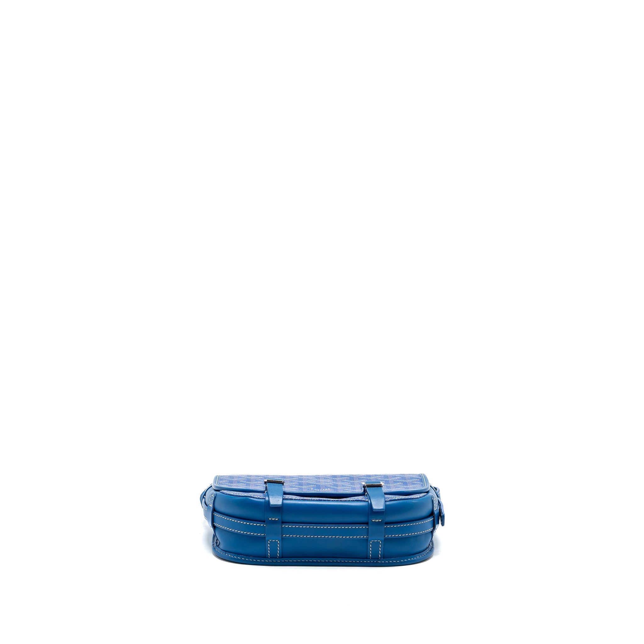 GOYARD BELVEDERE PM MESSANGER BAG GOYARDLINE CANVAS / CALFSKIN BLUE SHW