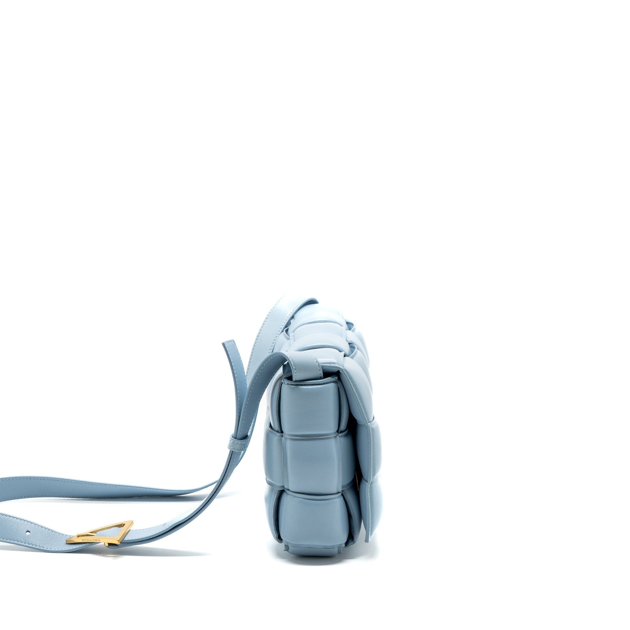 BOTTEGA VENETA PADDED CASSETTE BAG LAMBSKIN LIGHT BLUE GHW