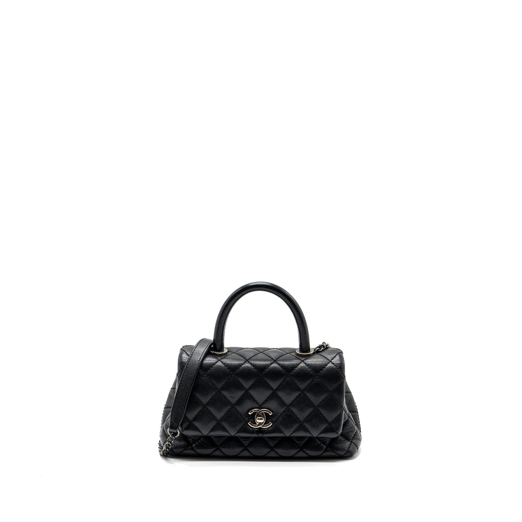 CHANEL SMALL COCO HANDLE CAVIAR BLACK RUTHENIUM HARDWARE
