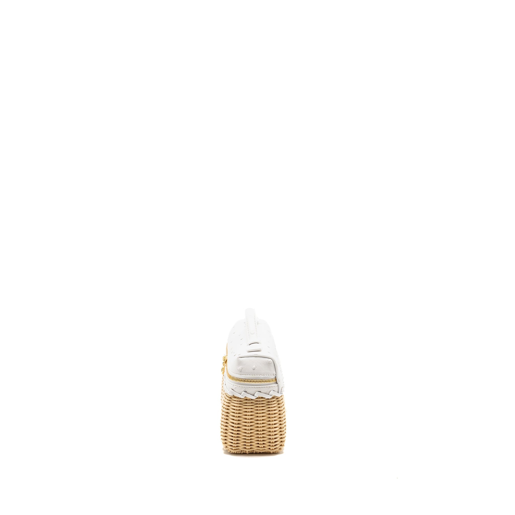 LORO PIANA EXTRA POCKET L19 EAST-WEST RAFFIA OSTRICH WHITE GHW