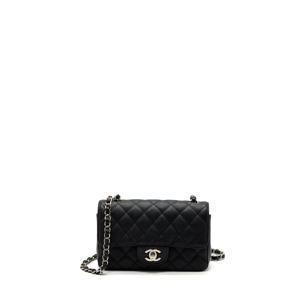 CHANEL CLASSIC MINI RECTANGULAR FLAP BAG CAVIAR BLACK SHW