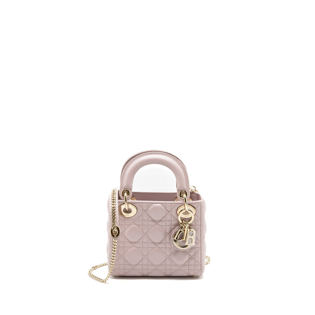 DIOR MINI LADY DIOR BAG LAMBSKIN LIGHT PINK LGHW