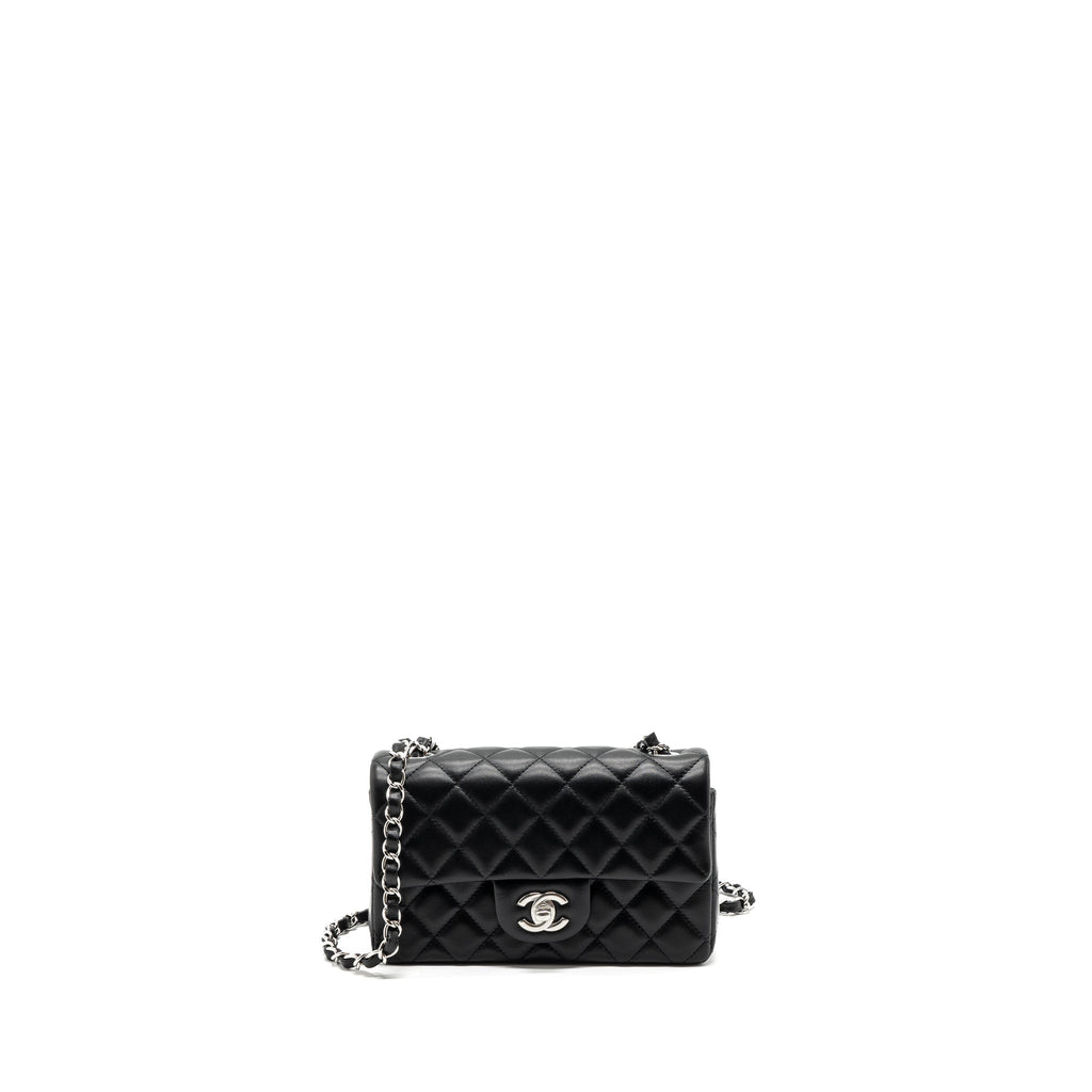 CHANEL MINI RECTANGULAR FLAP BAG LAMBSKIN BLACK SHW (MICROCHIP)