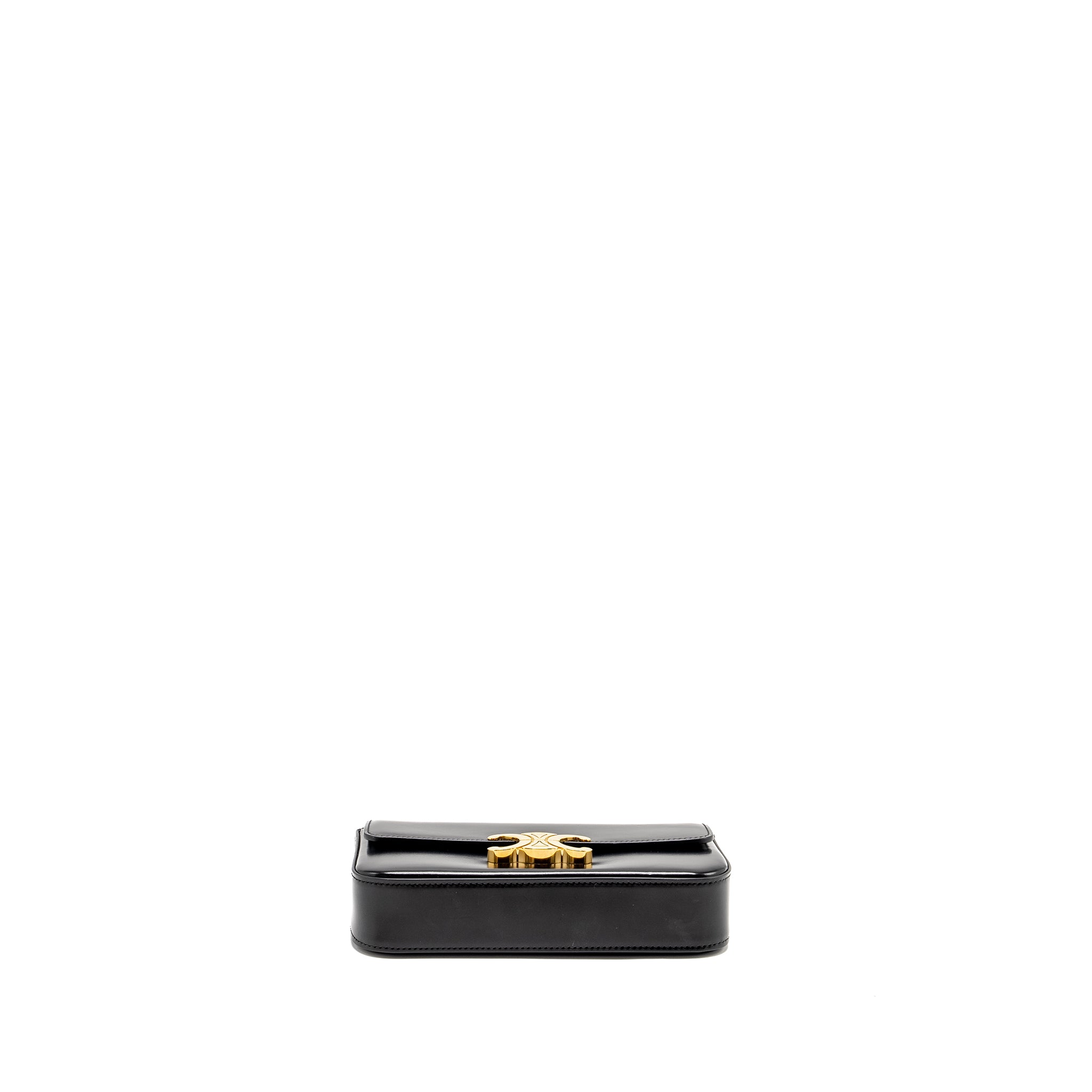 CELINE TRIOMPHE CHAIN SHOULDER BAG SHINY CALFSKIN BLACK GHW