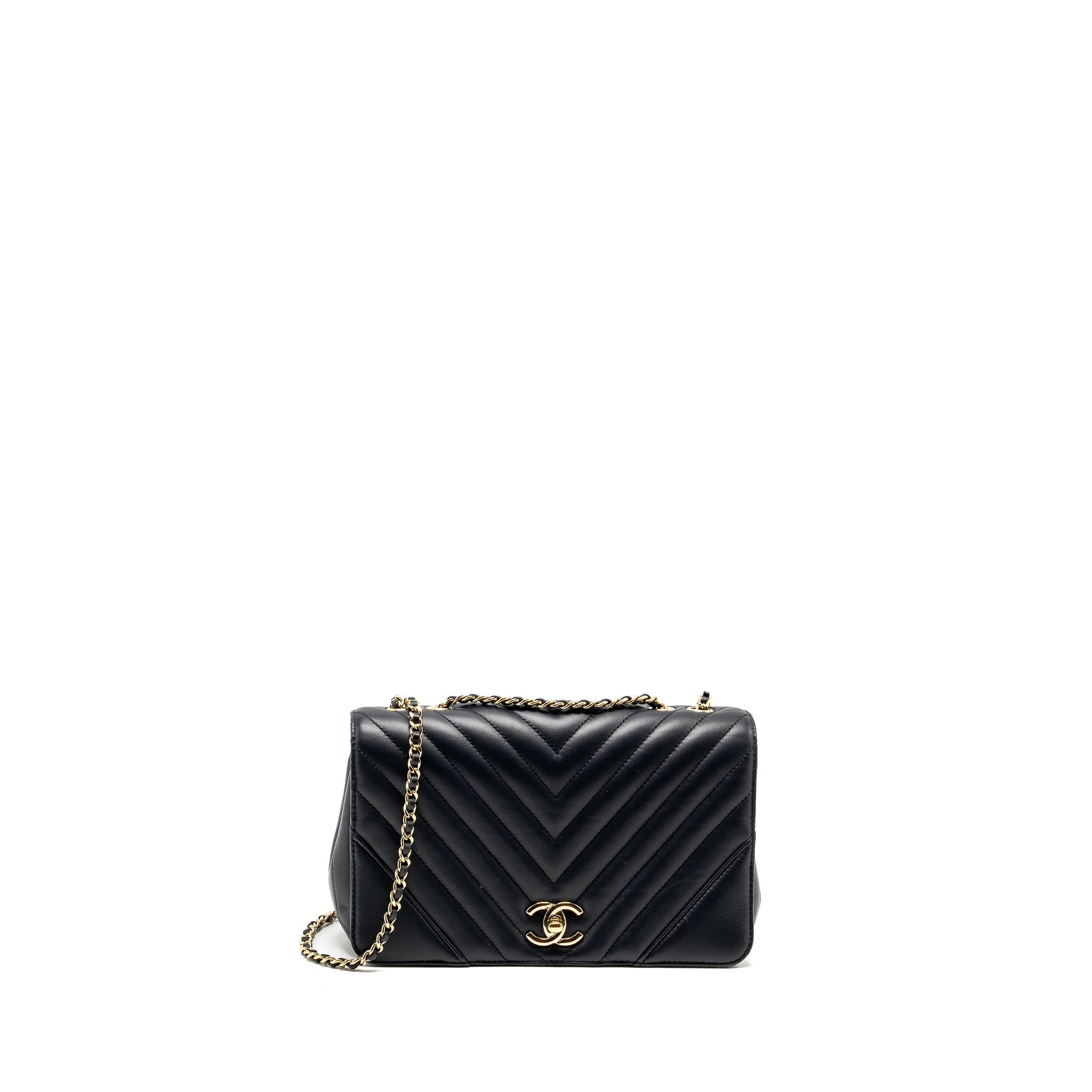 CHANEL SEASONAL CHEVRON FLAP BAG CALFSKIN DARK NAVY LGHW