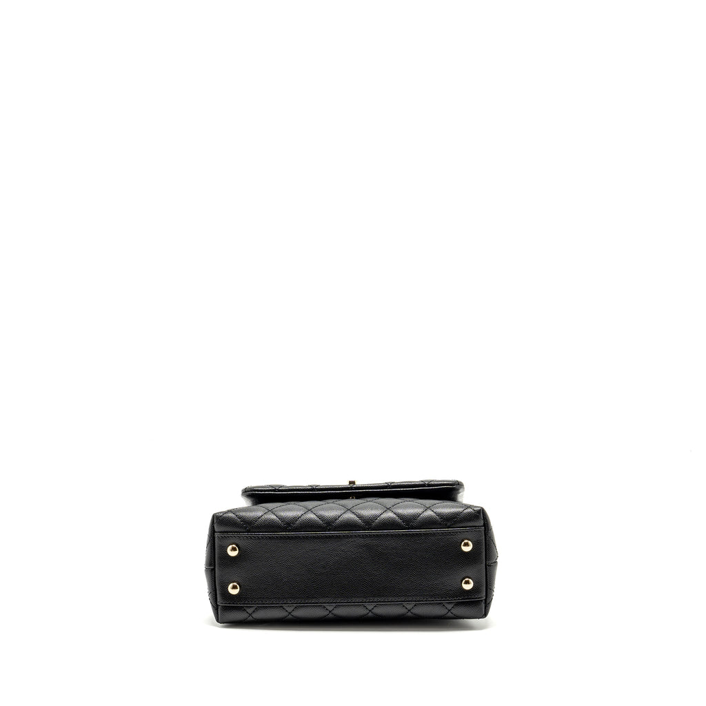 CHANEL SMALL COCO HANDLE WITH LIZARD EMBOSSED HANDLE CAVIAR BLACK LGHW