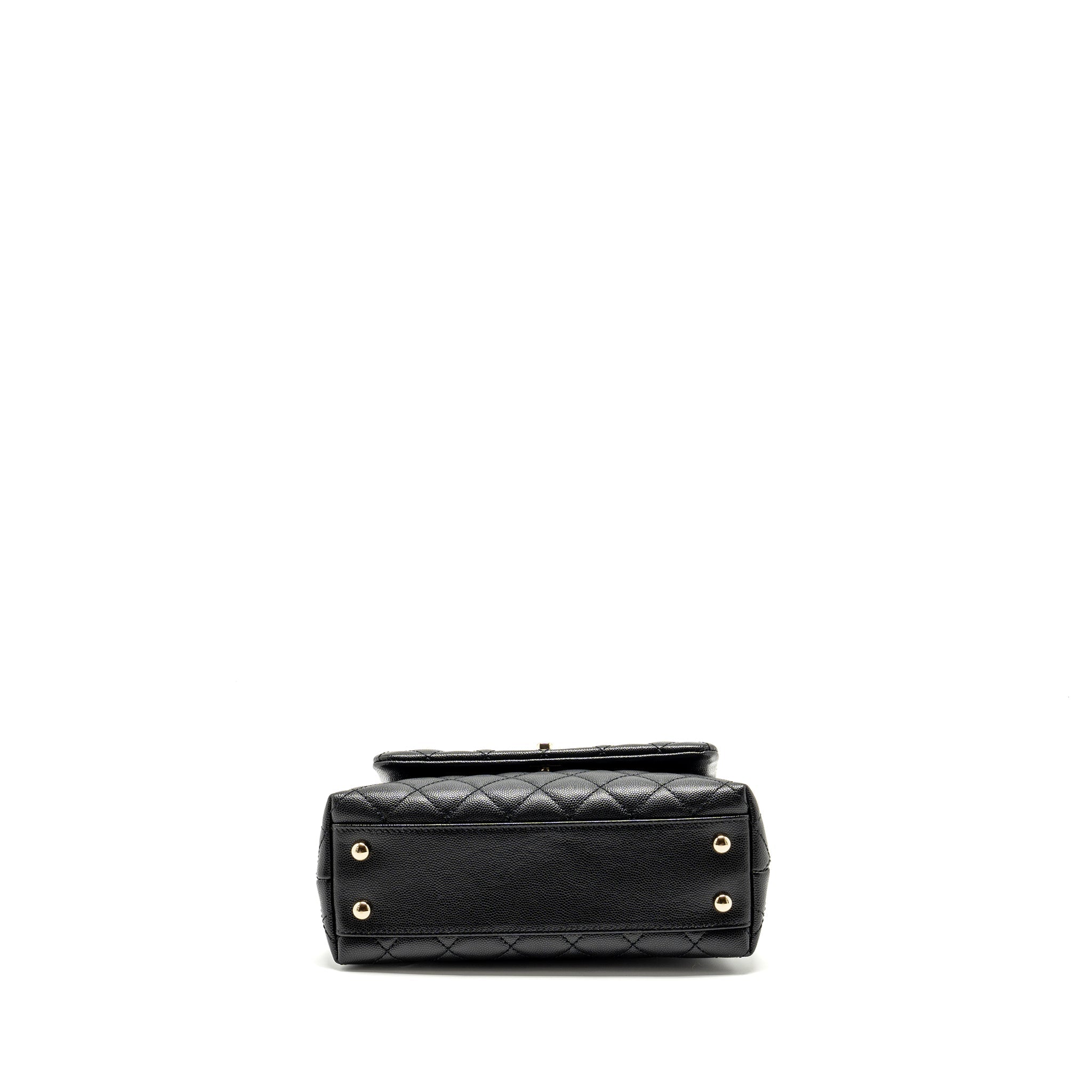 CHANEL SMALL COCO HANDLE WITH LIZARD EMBOSSED HANDLE CAVIAR BLACK LGHW