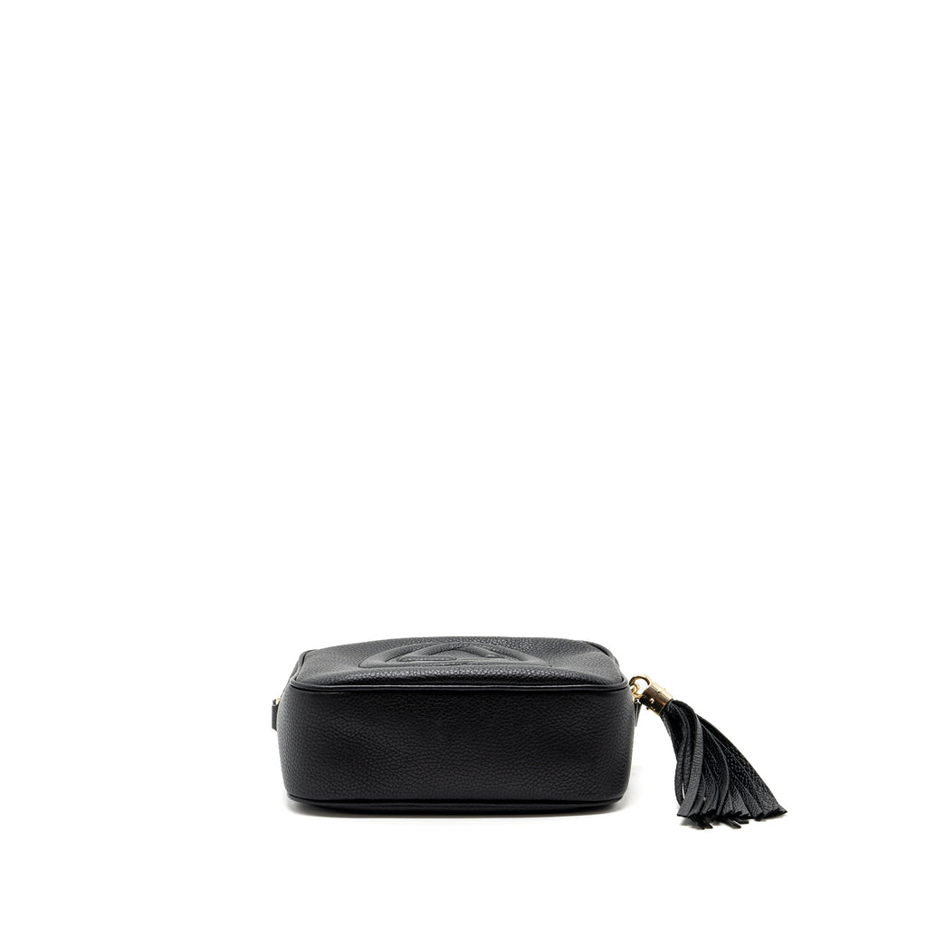 GUCCI SOHO DISCO CAMERA BAG GRAINED CALFSKIN BLACK GHW
