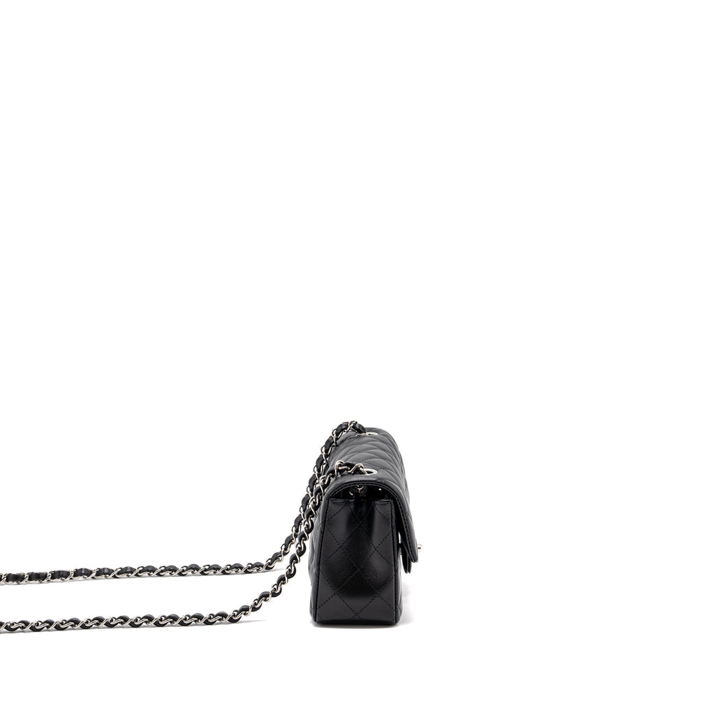 CHANEL CLASSIC MINI RECTANGULAR FLAP BAG LAMBSKIN BLACK SHW (MICROCHIP)