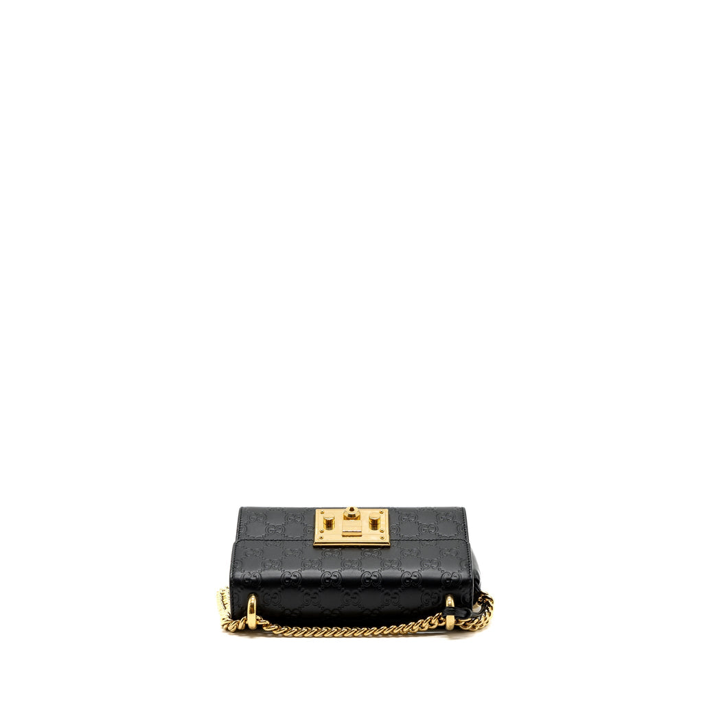GUCCI PADLOCK CHAIN BAG CALFSKIN BLACK GHW