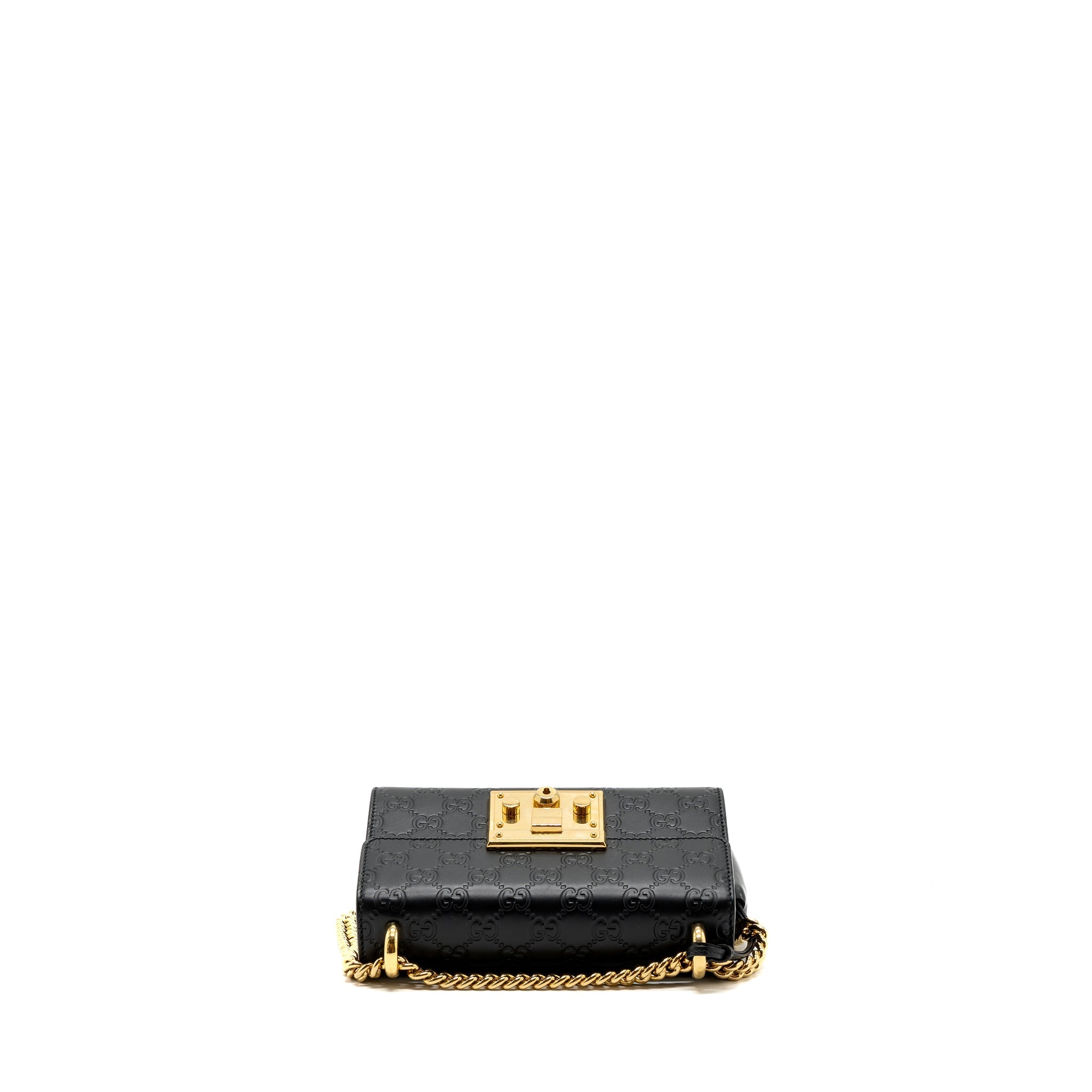 GUCCI PADLOCK CHAIN BAG CALFSKIN BLACK GHW