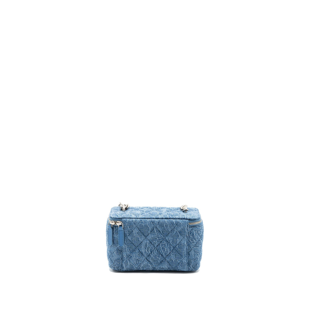 CHANEL COCO LOVE LONG VANITY CASE DENIM CAMELIA BLUE SHW (MICROCHIP)