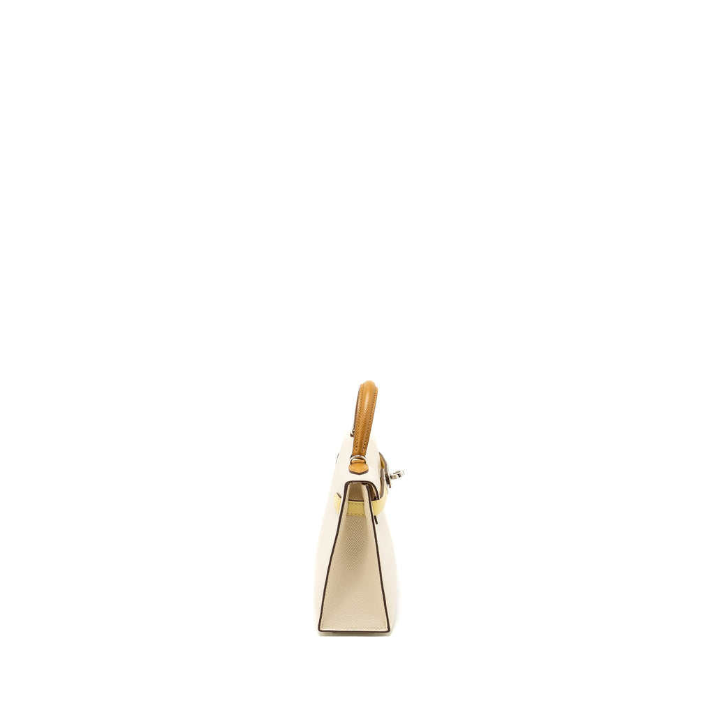 HERMES MINI KELLY II EPSOM NATA/JAUNE POUSSIN/SESAME SHW