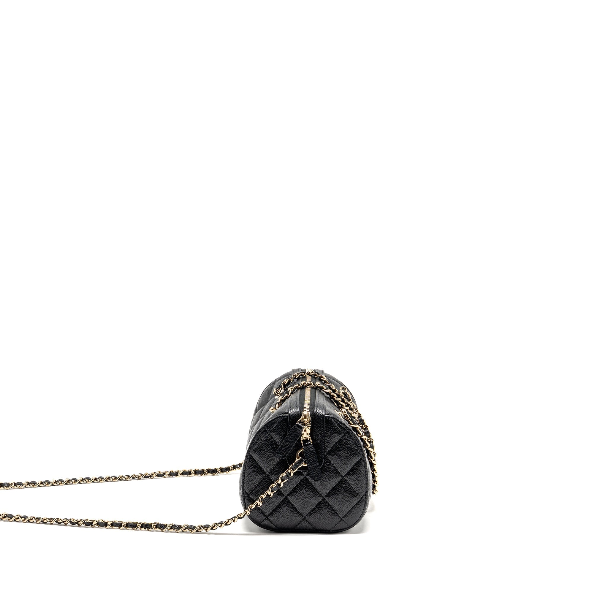 CHANEL 25P MINI BOWLING BAG CAVIAR BLACK LGHW (MICROCHIP)