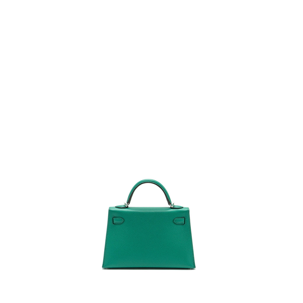 HERMES MINI KELLY EPSOM WOOLY STRAP VERT JADE/ BLUE PARADIS-SAPHIR SHW