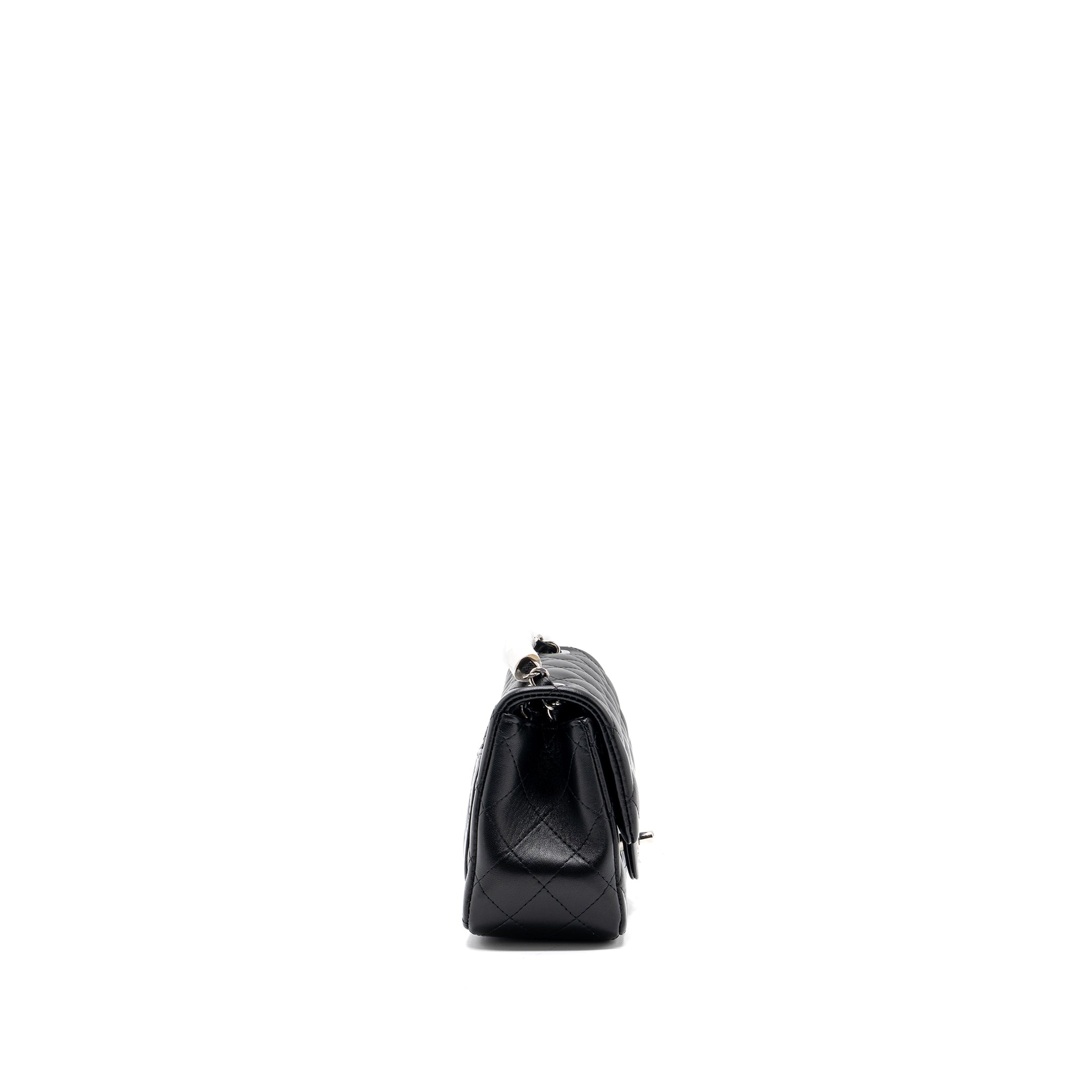 CHANEL MINI SQUARE FLAP BAG LAMBSKIN BLACK SHW (MICROCHIP)