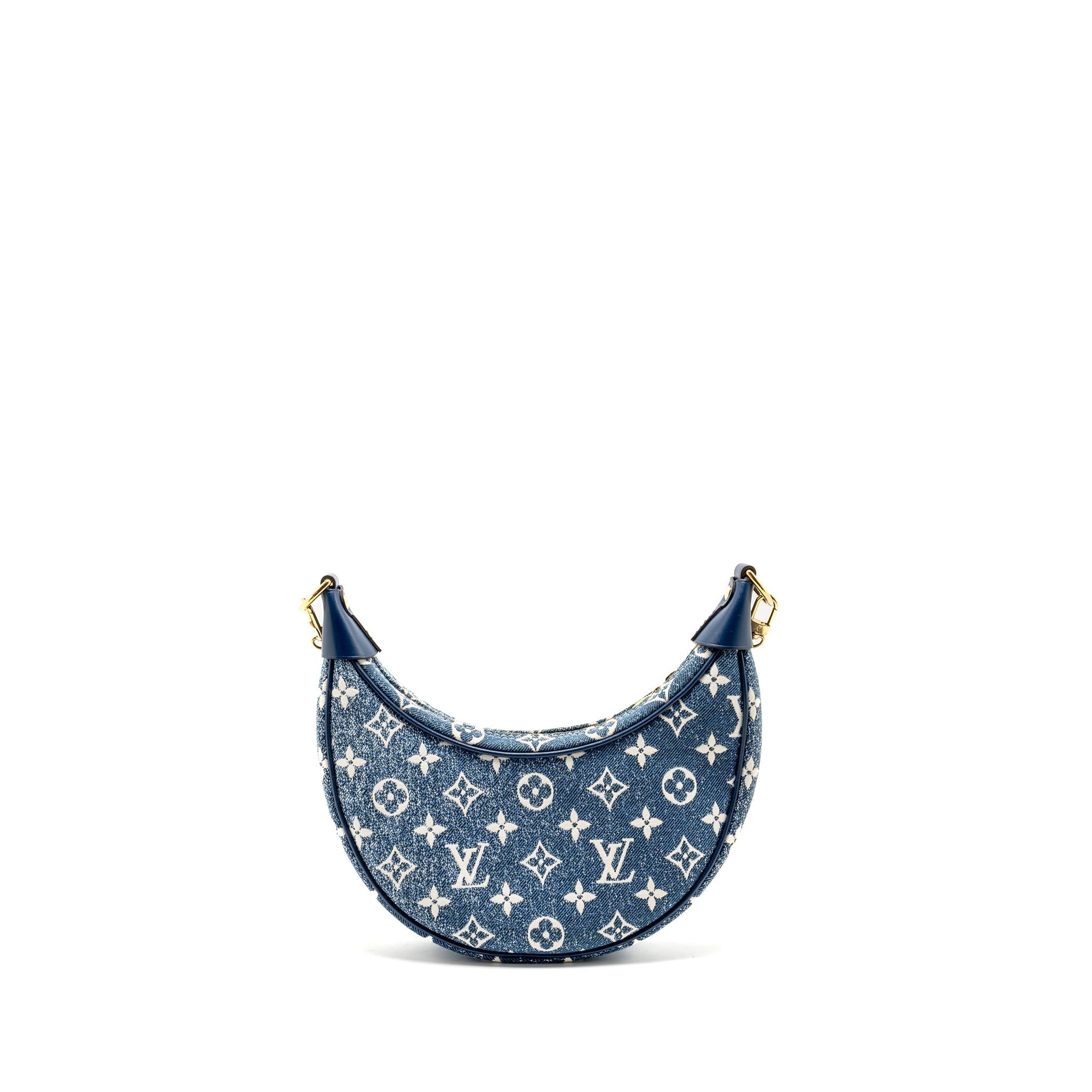 LOUIS VUITTON HALF-MOON LOOP BAGUETTE BAG DENIM BLUE GHW