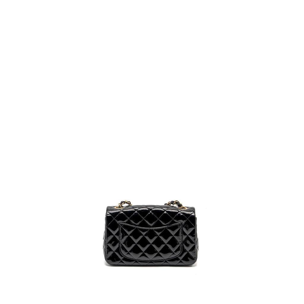 CHANEL MINI RECTANGULAR FLAP BAG PATENT BLACK LGHW
