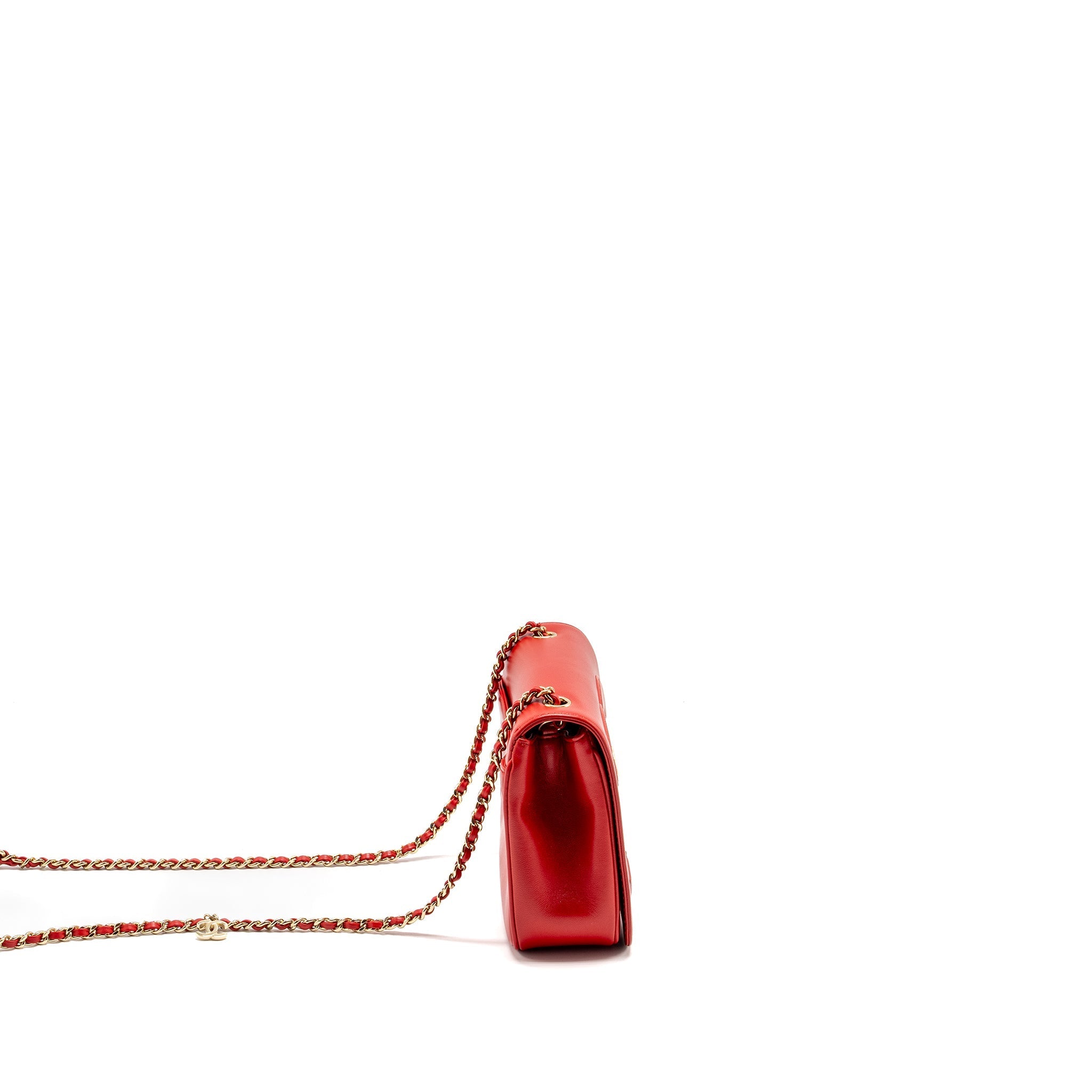 CHANEL MANIA FLAP BAG LAMBSKIN RED LGHW