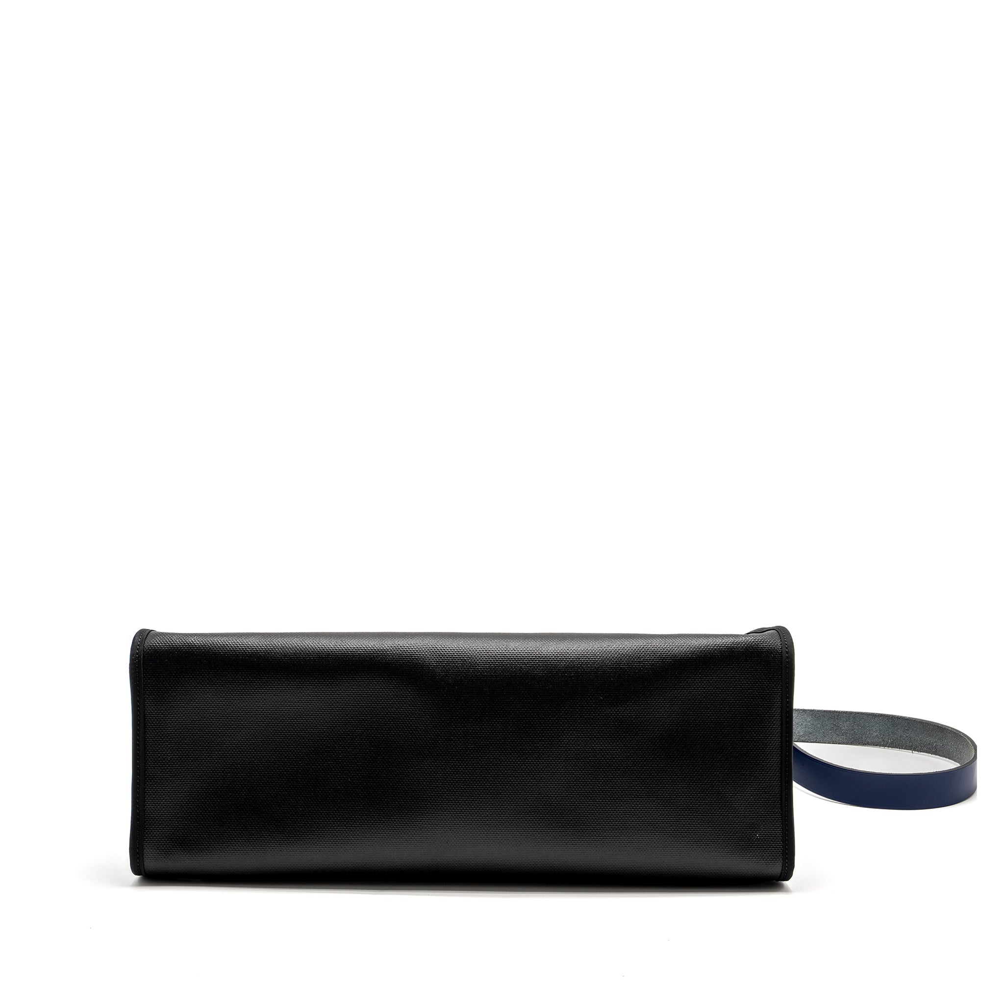 HERMES HERBAG 39 ZIP BAG BERLINE CANVAS / LEATHER BLACK / BLUE SHW
