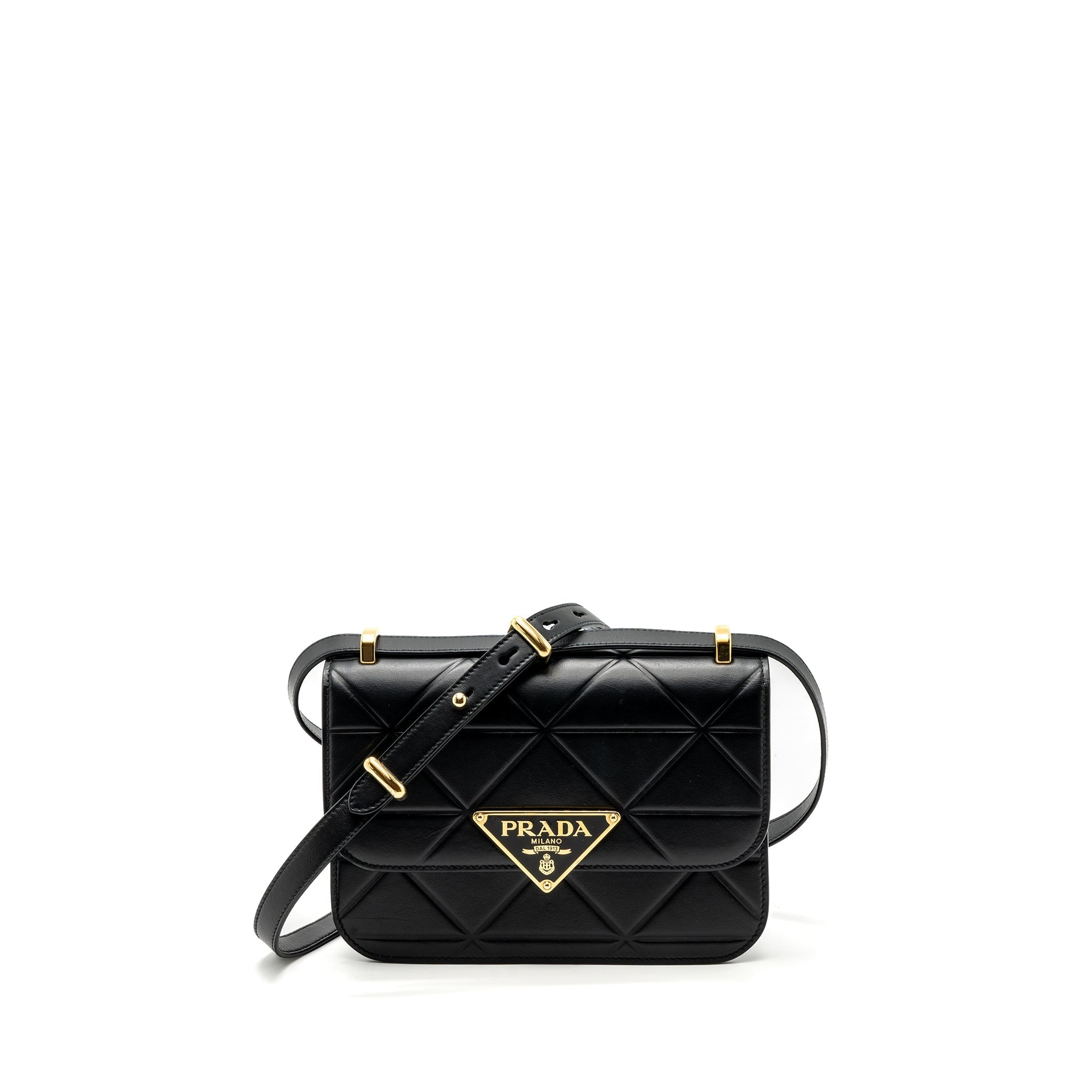 PRADA PATTINA IN PELLE CALFSKIN BLACK GHW
