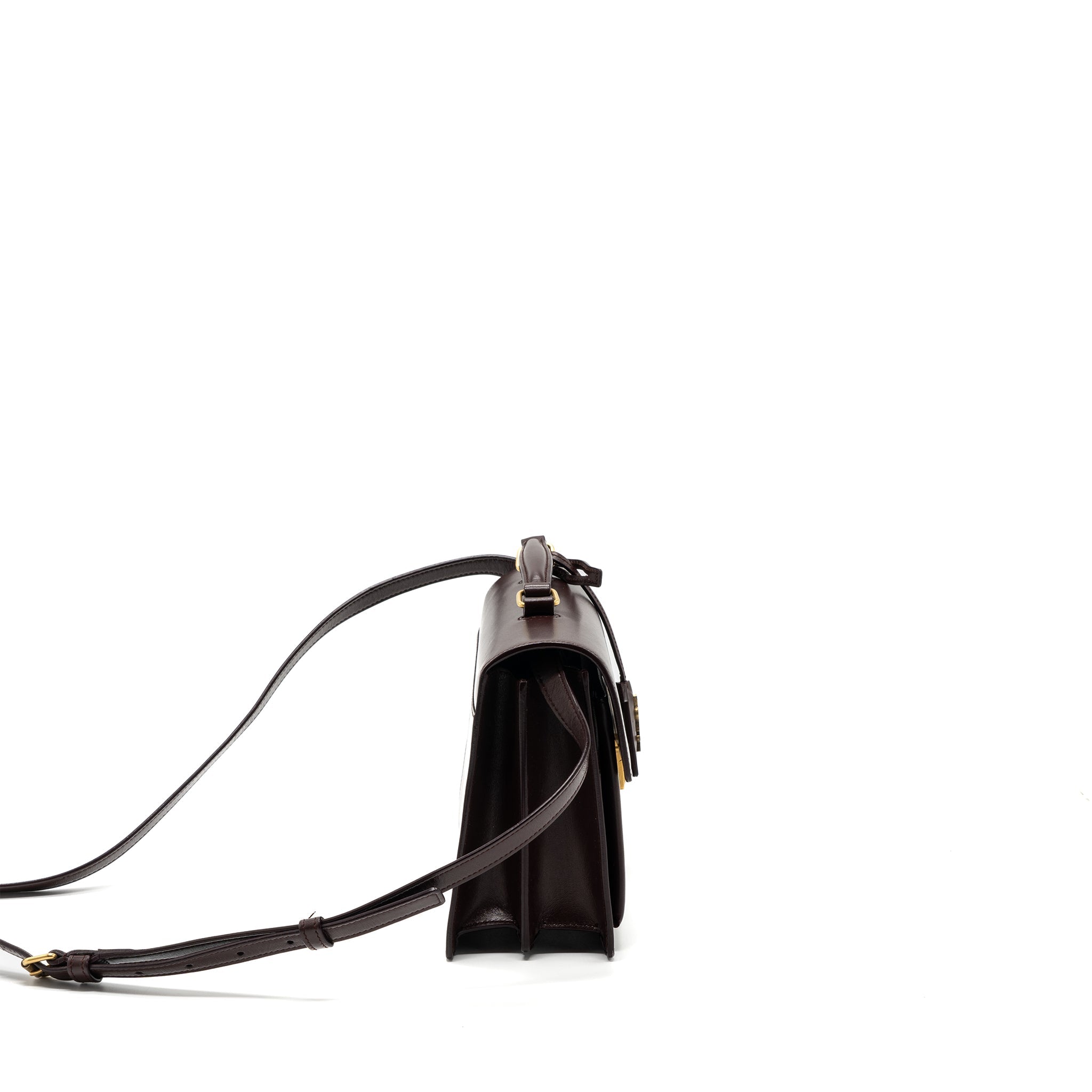 SAINT LAURENT/YSL BELLACHASSE CALFSKIN DARK RED BRUSHED GHW