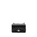 CHANEL CLASSIC MINI RECTANGULAR FLAP BAG LAMBSKIN BLACK SHW (MICROCHIP)