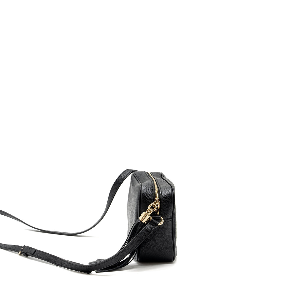 GUCCI SOHO DISCO CAMERA BAG GRAINED CALFSKIN BLACK GHW